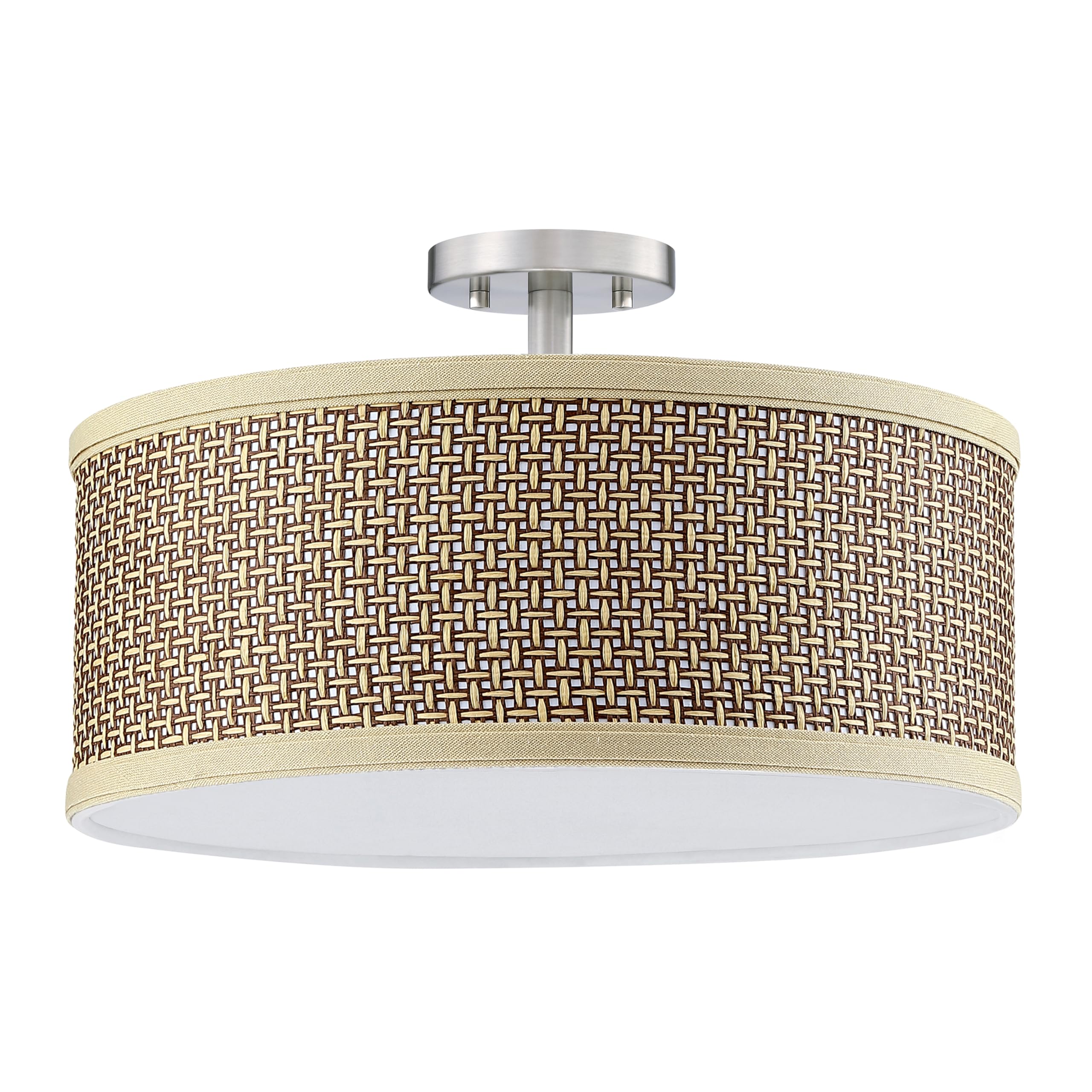 Linen Fabric Semi Flush Mount Ceiling Light PS Diffuser,Chandeliers Shade for Bar, Dining Room, Corridor,Living Room Hallway (Brushed Nickel Finish, 18 Inch)