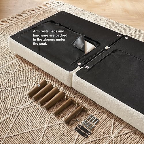 Miniatura 33 de mopio - Sofá cama futón, de 76.8 pulgadas, sofá pequeño biplaza, moderno de mediados de siglo, sofás para sala de estar (terciopelo rosa viejo) 1 -