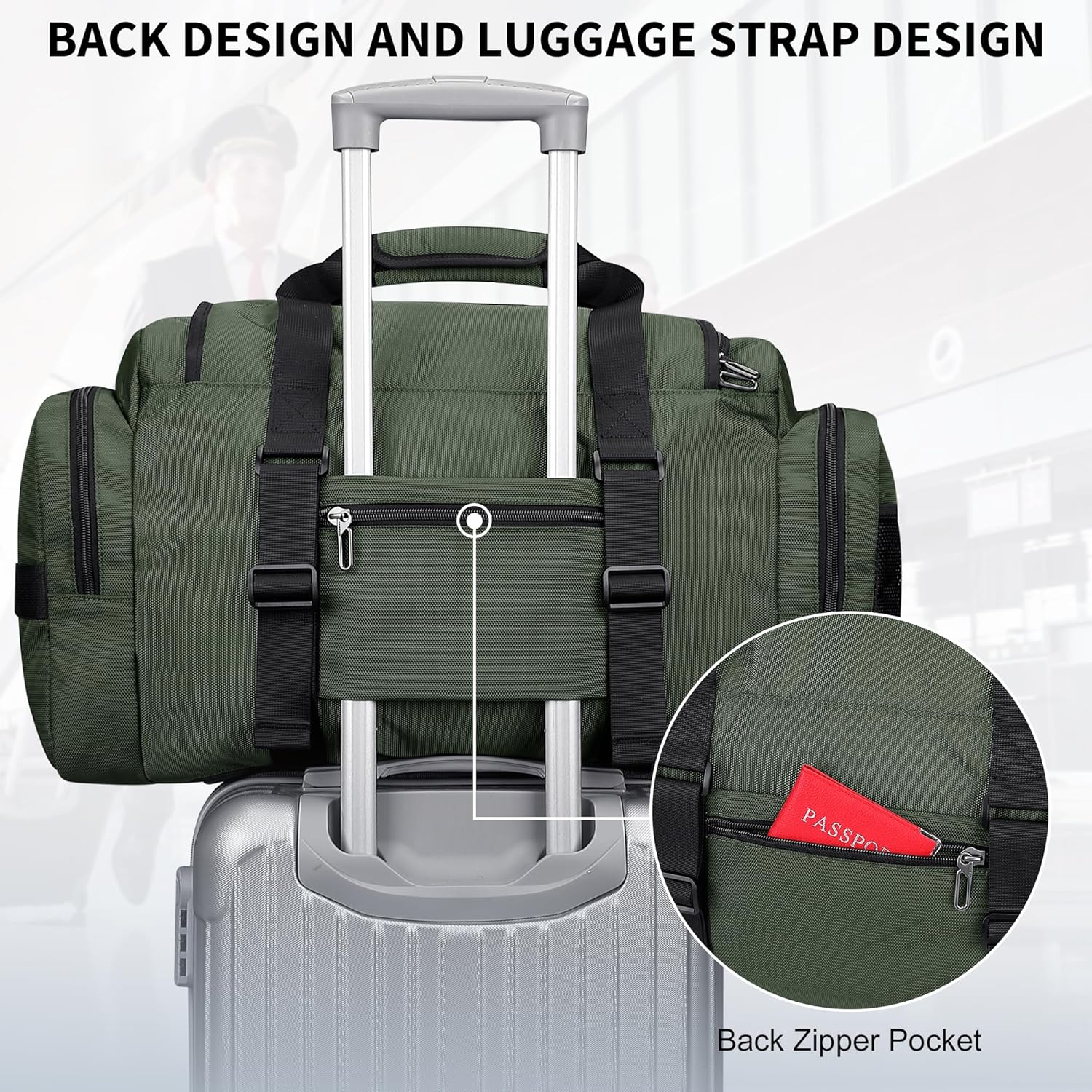 WITZMAN Duffle Bag for Men Large Overnight Carry On Weekender Bag with Shoe Compartment Sports Gym Duffle Bags for Traveling(B719 Army Green)