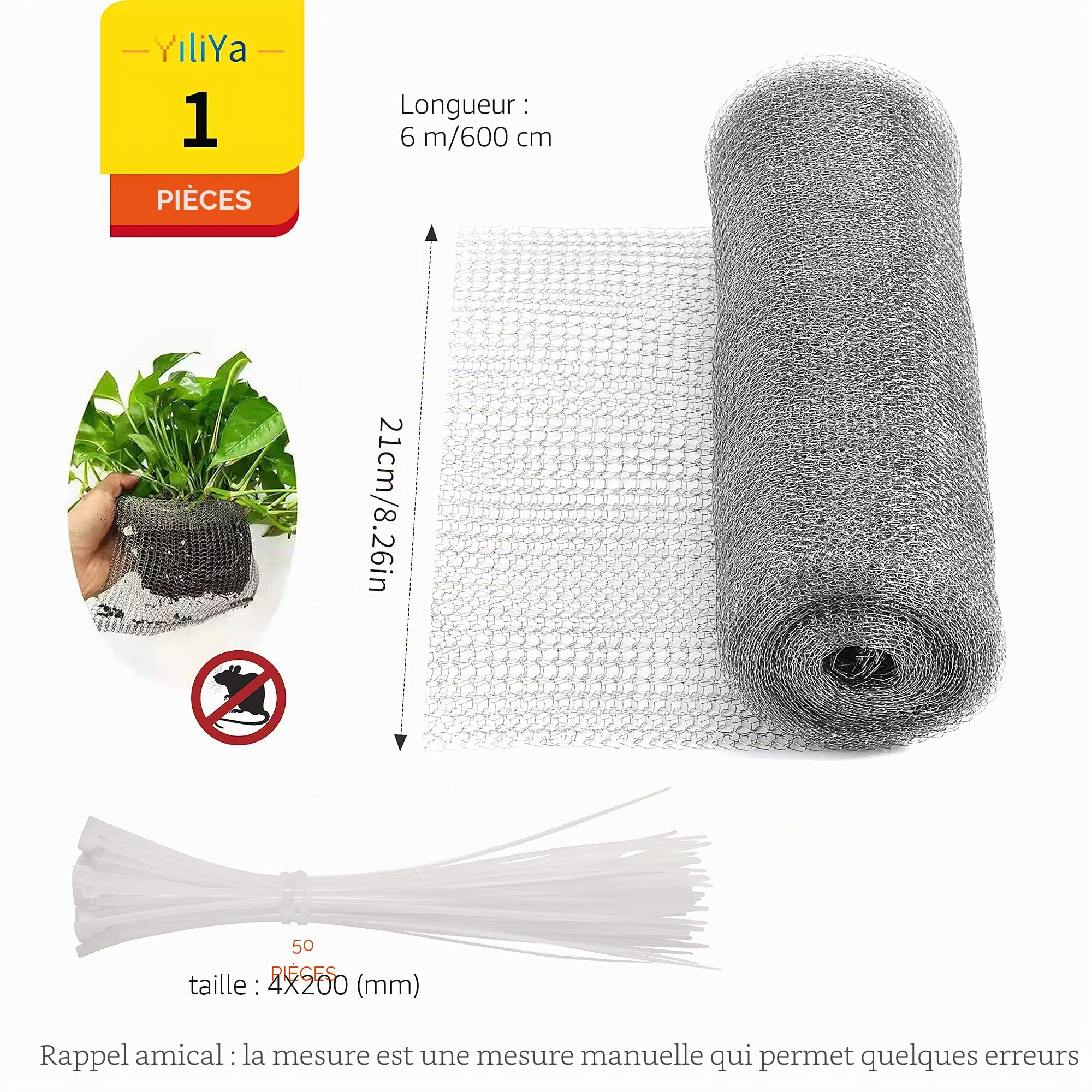 210 mm x 6 m Grille Anti Rongeur,Grillage en Acier Soudé Galvanisé à Chaud pour Rongeurs,Grillage Anti Rongeur, avec 50 câbles, 3mm Grillage Galvanisé Petite Maille
