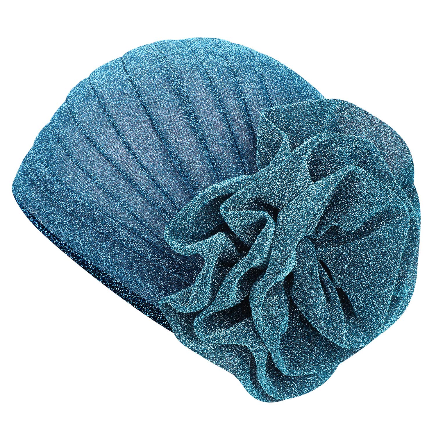 African Pattern Headwrap Pre-Tied Bonnet Turban Knot Beanie Cap Headwrap Hat Hair Loss Hat Beanie Bonnet Headband for Women Blue