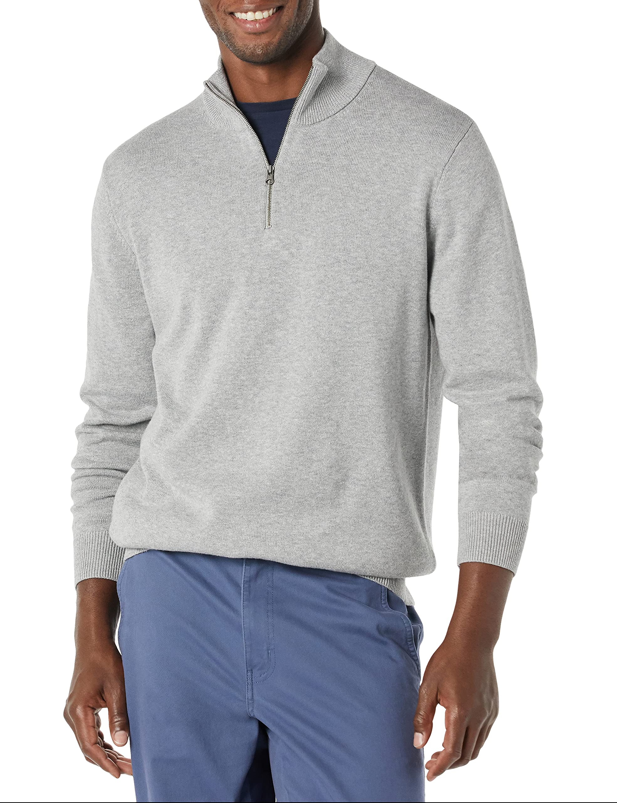 Amazon Essentials Herren Pullover mit Viertelreißverschluss aus 100% Baumwolle