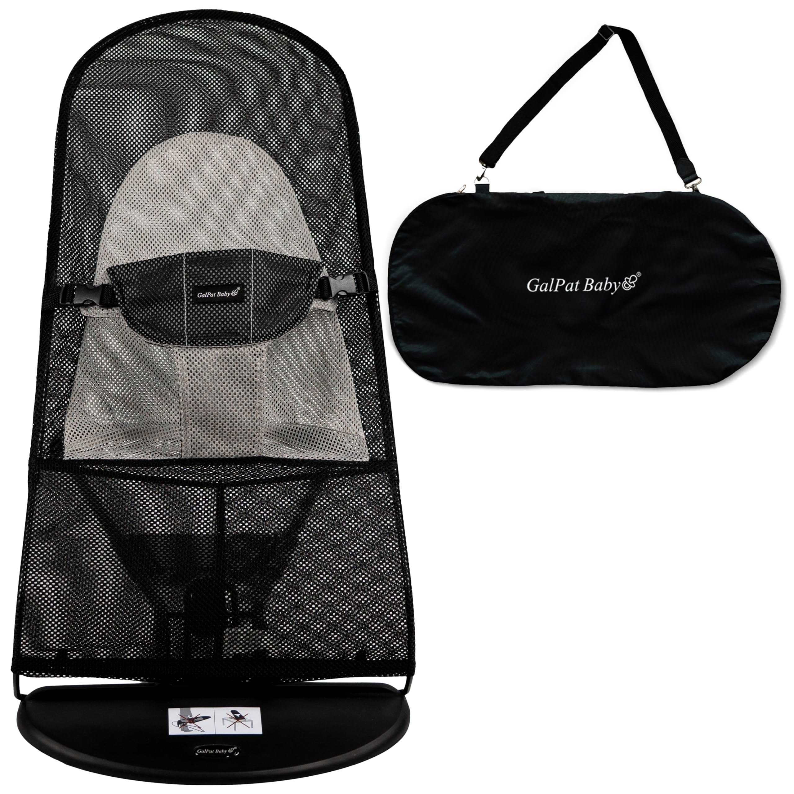 GalPat Baby - Funda Hamaca Compatible con BabyBjorn y GalPat Baby Transpirable - Asiento para Hamaca de bebé Transpirable - Color Negro