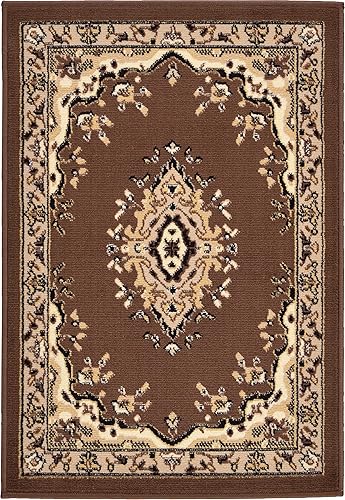 Vista 606 de Unique Loom Reza Collection- Alfombra, Polipropileno, Marrón Marrón/ marfil