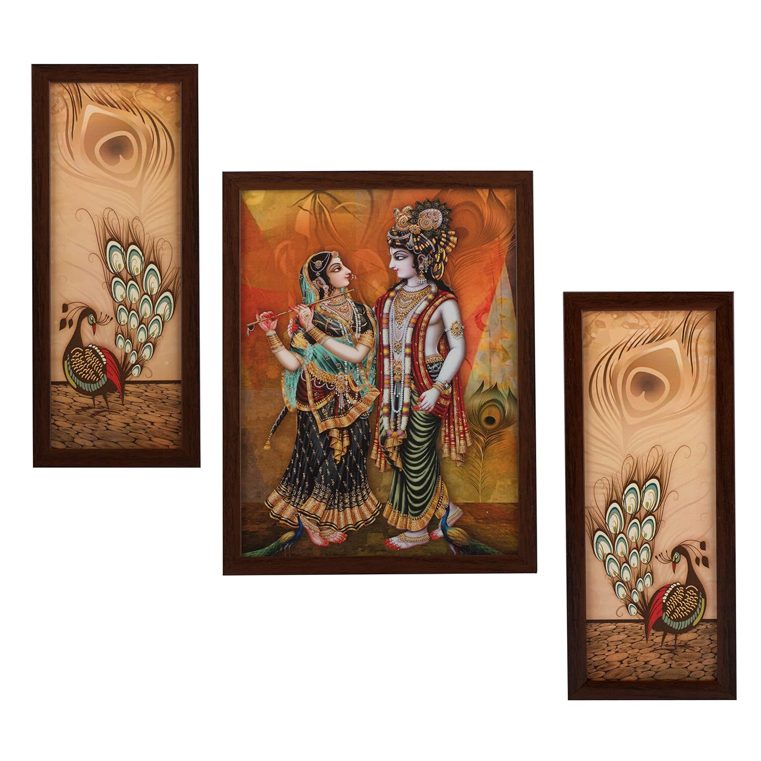Indianara 3 Pc Set of Radha Krishna Paintings Without Glass 5.2 X 12.5, 9.5 X 12.5, 5.2 X 12.5 Inch-Multicolour Indianara 3 Pc Set of Radha Krishna Paintings Without Glass 5.2 X 12.5, 9.5 X 12.5, 5.2 X 12.5 Inch-Multicolour