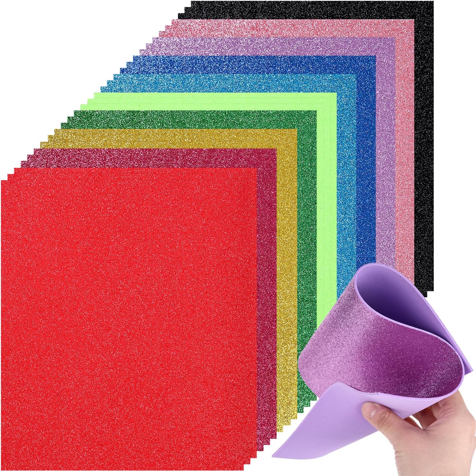 VGOODALL 30 Glitter Foam Sheets, Glitter Cardstock Paper.A4 Coloured