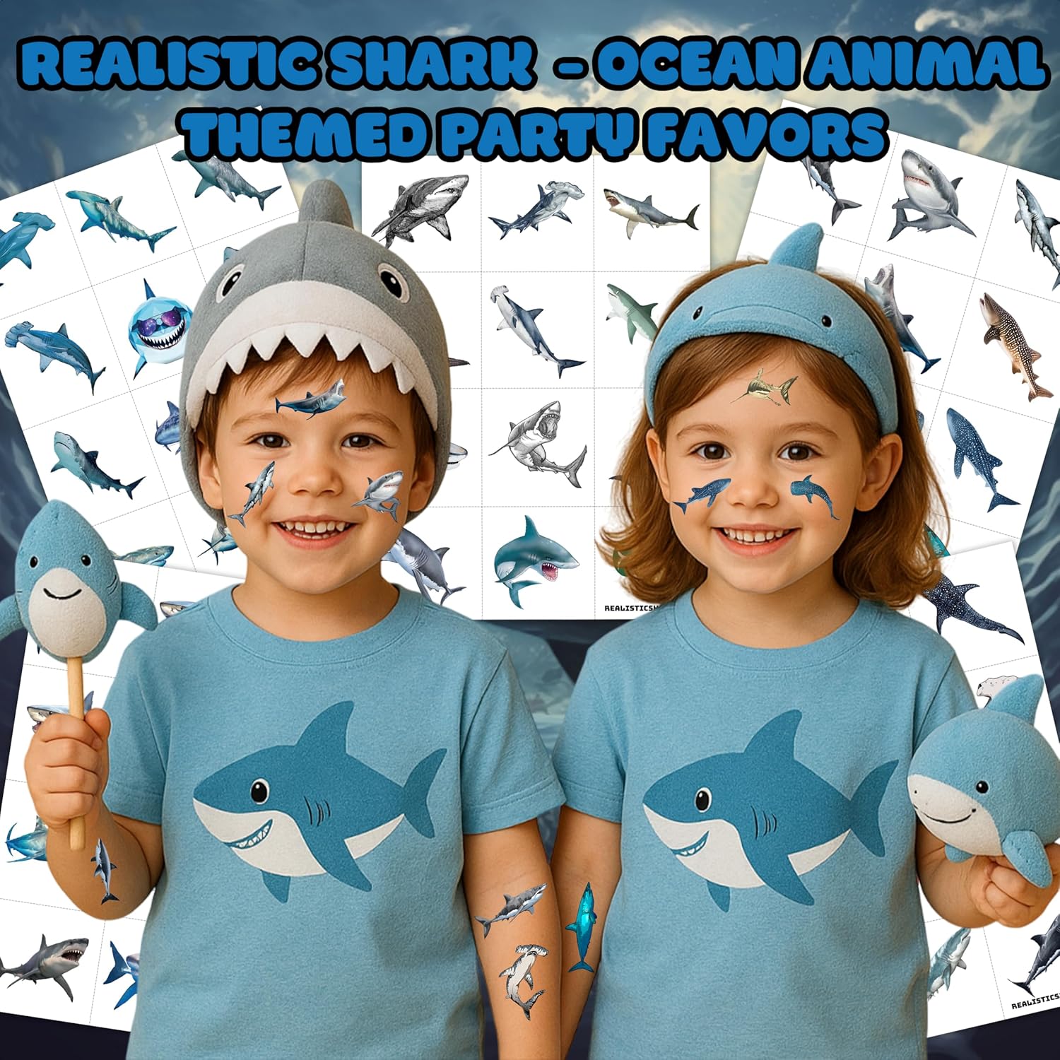 60PCS Realistic Shark Temporary Tattoos for Kids Birthday Party Decorations, Supplies– Ocean Sea Animal Fake Tattoos for Boys Girls – Under the Sea Party Favors, Classroom Rewards Gifts - Image 3