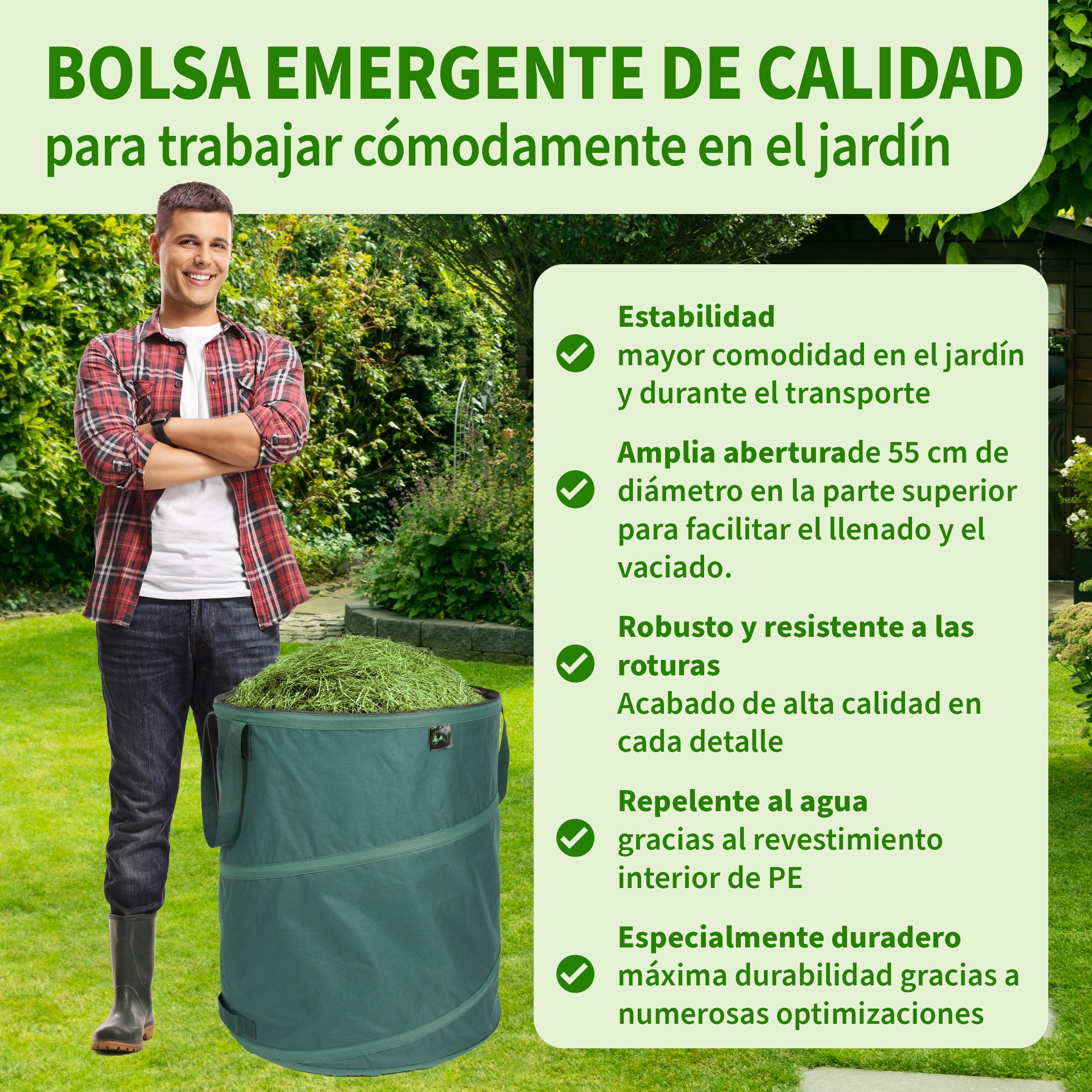 TTL Garden 2 x 160L Premium Pop Up - Saco de jardín (2 unidades, 220 g/m², 600D Oxford, 160 L, plegables, extra estables)