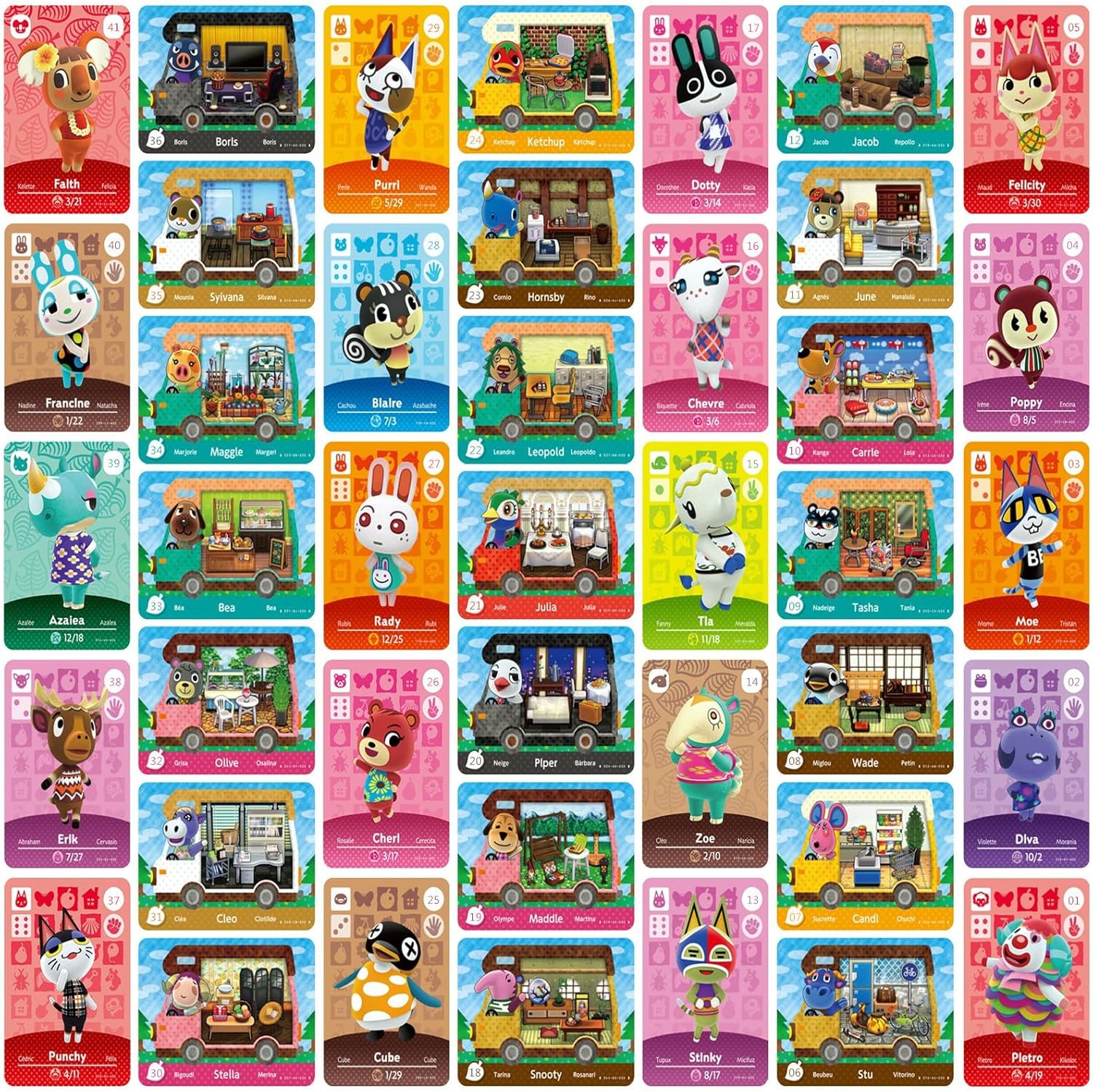 41Pcs NFC Animal Small Cards
