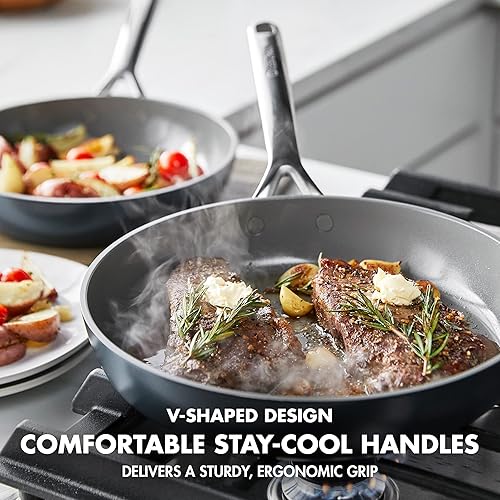 Miniatura 6 de GreenPan GP5 - Juego de 2 sartenes antiadherentes de cerámica anodizada dura y saludable de 9.5 y 11 pulgadas, 2 piezas, resistente a los arañazos,