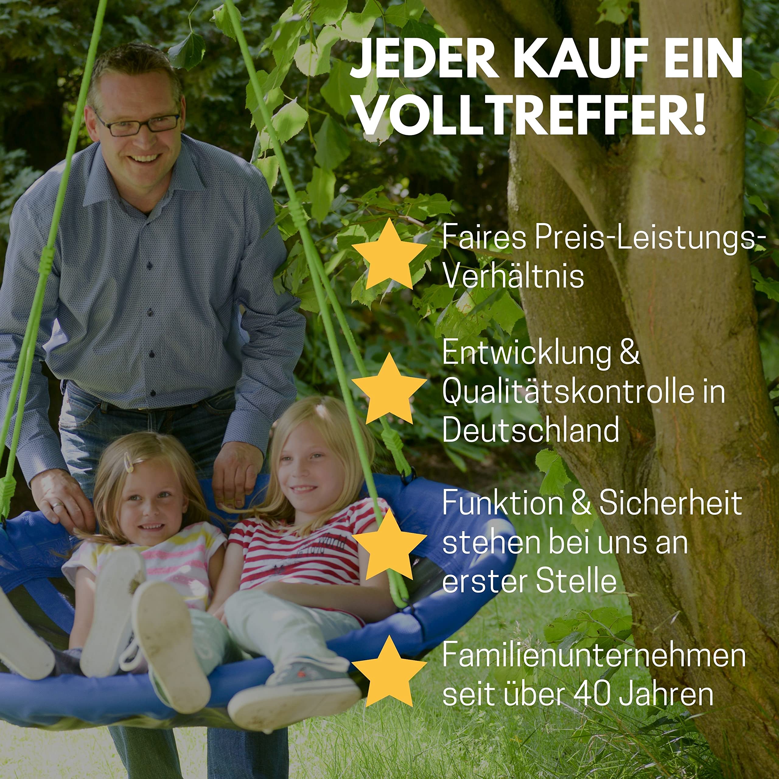 Best Sporting Nestschaukel I Gartenschaukel Ø 60, 80, 90, 100 oder 110 cm I Bis 150 kg belastbar I Höhenverstellbar 105-180cm I Nestschaukel Outdoor I Gartenschaukel Kinder (Ø 60)