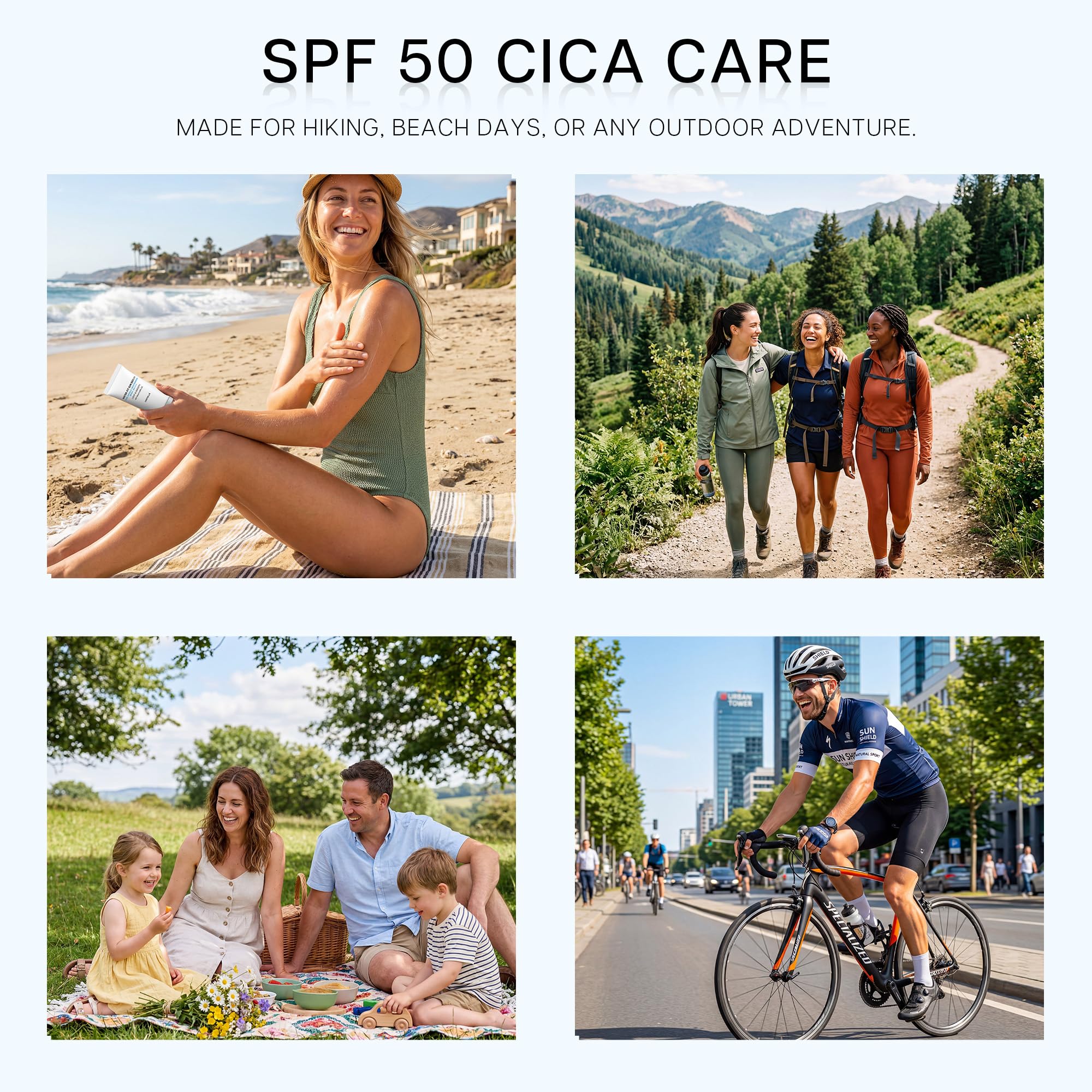 Centella krem przeciwsłoneczny SPF 50, nawilżające przeciwsłoneczne serum do twarzy, codzienna ochrona przed promieniowaniem UV, nielepka ochrona przed słońcem, niezbędnik podróżny dla każdego rodzaju