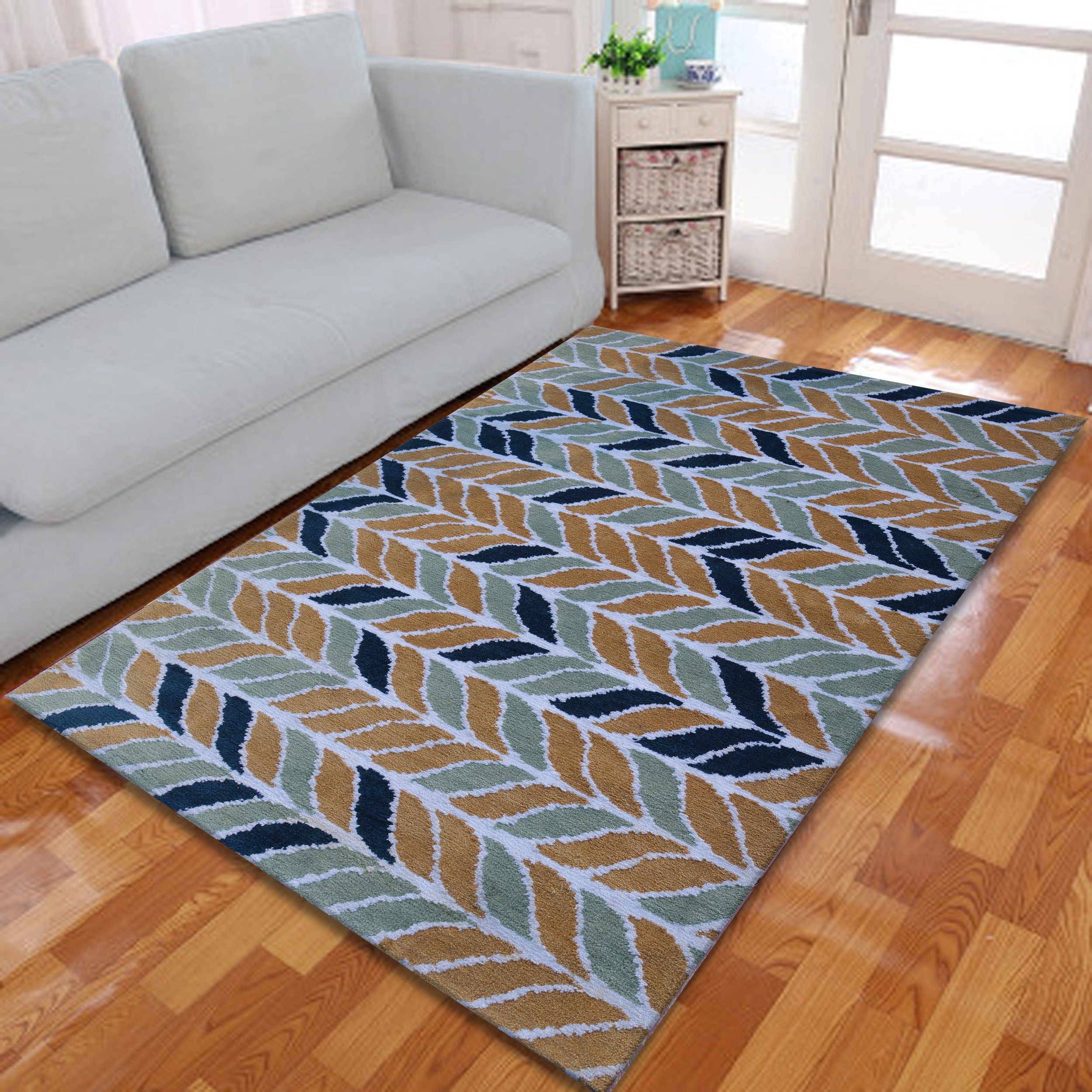 PRESTO BAZAAR Polyester Carpet - 55"x22", Gold & Blue