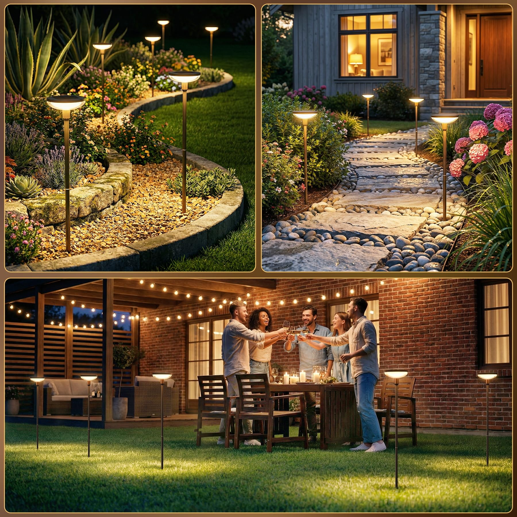 JOYCREATOR 6 Stück Solarlampen für Außen Garten 1000 mAh, IP65 Wasserdicht Moderne Garten Solarleuchten für Außen, LED Warmweiß Gartenleuchten Solar 50/82 cm mit Erdspieß für Deko, Geschenke für Papa