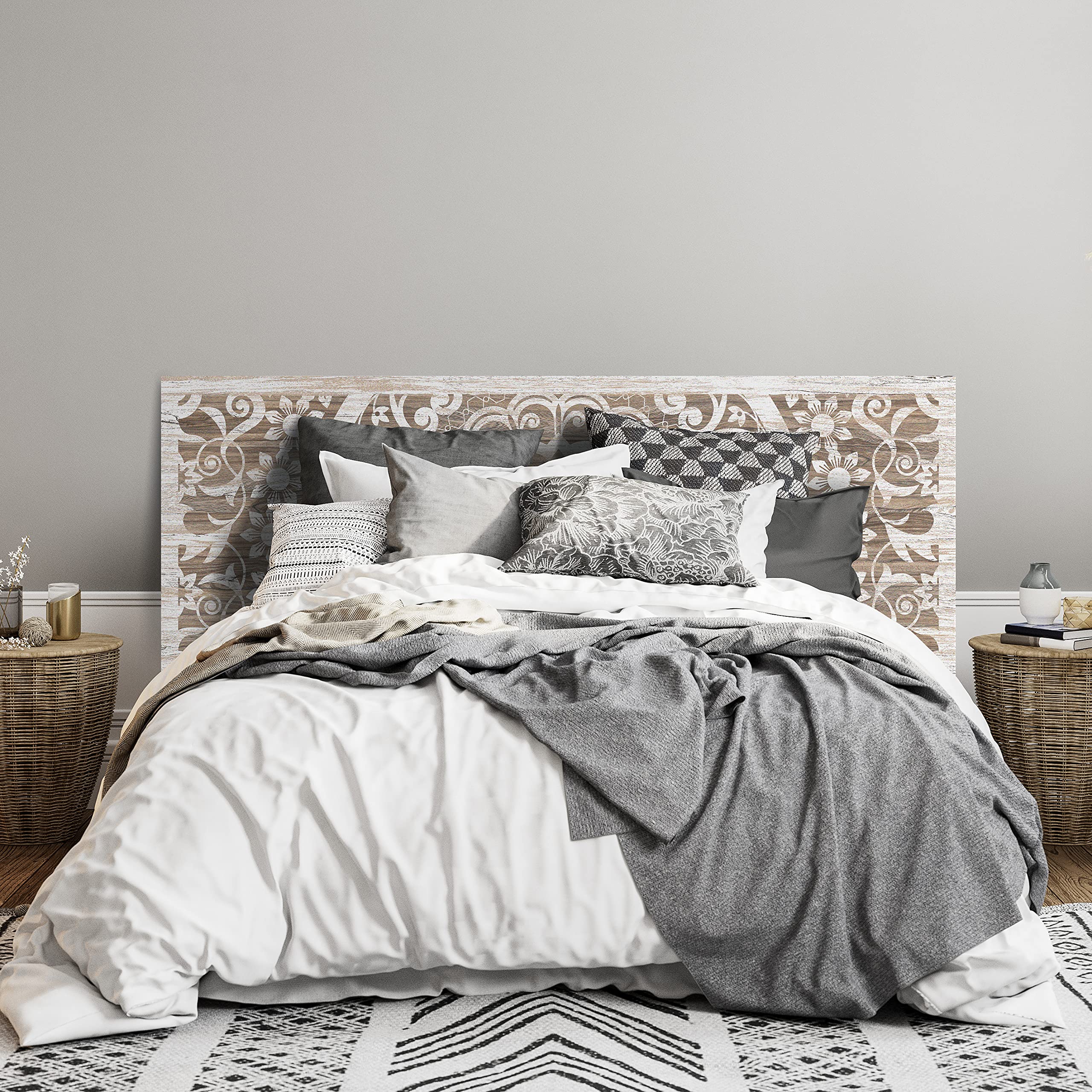 Megadec - Testiera per Letto Moderna Mandala Minimalista Modello Quinnipiac (150 x 60 cm) - Resistente, Elegante, Durevole ed Economica in PVC da 5 mm