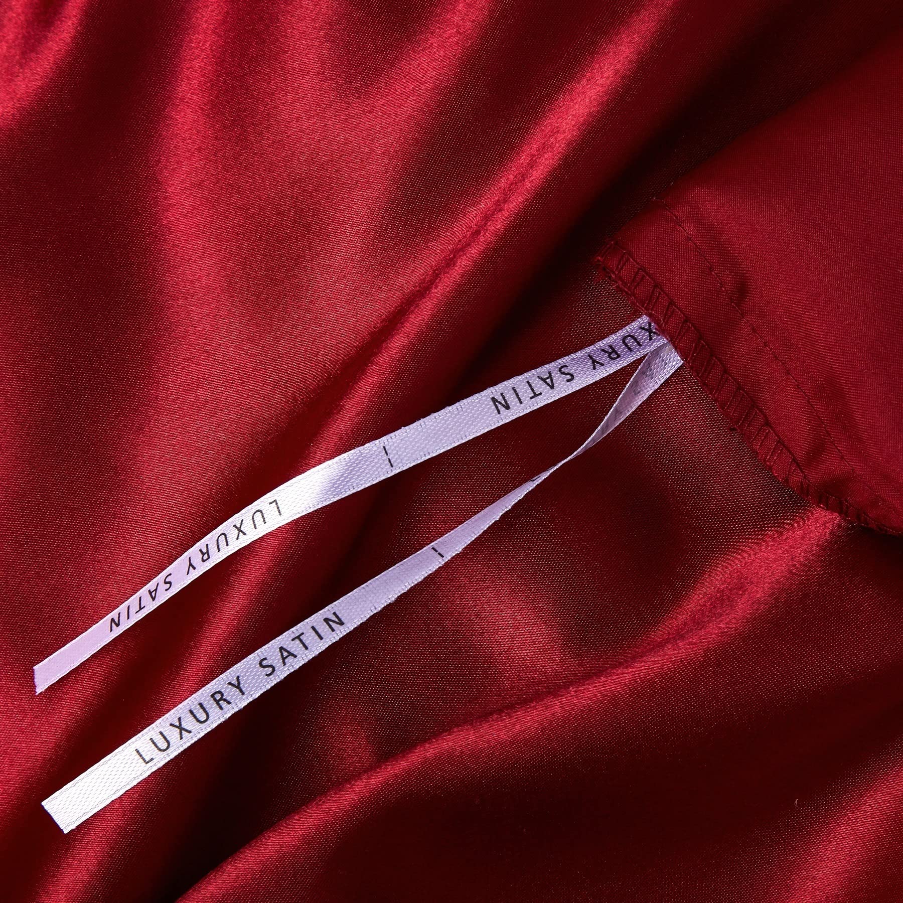 Luofanfei Parure da letto, 240 x 260 cm, colore: vino rosso, per adulti e 2 persone, tinta unita, set copripiumino in raso, set da letto moderno, tinta unita, con cerniera e 2 federe da 65 x 65 cm