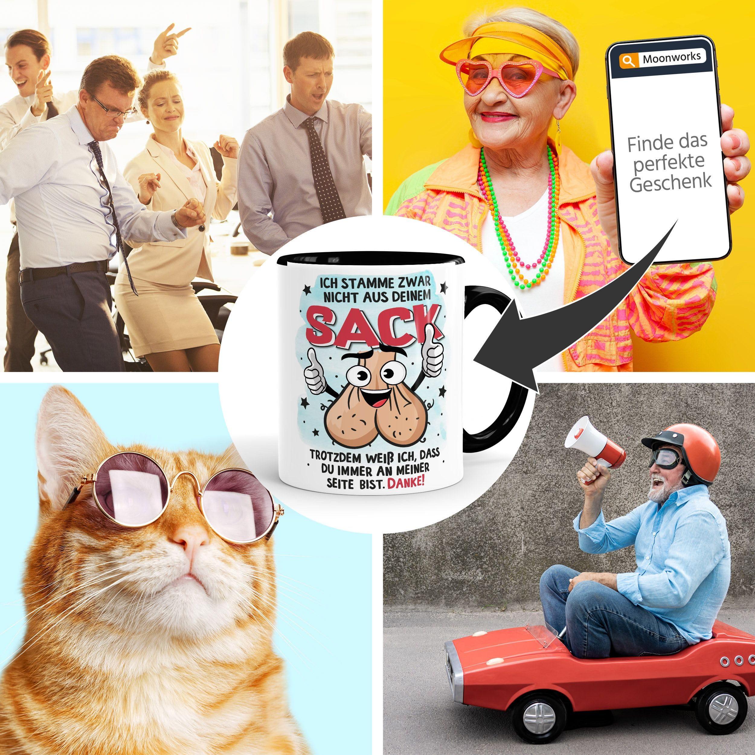 Moonworks Kaffeetasse – Lustiger Vatertagsspruch 'Danke Papa, Dass Du Getroffen Hast'