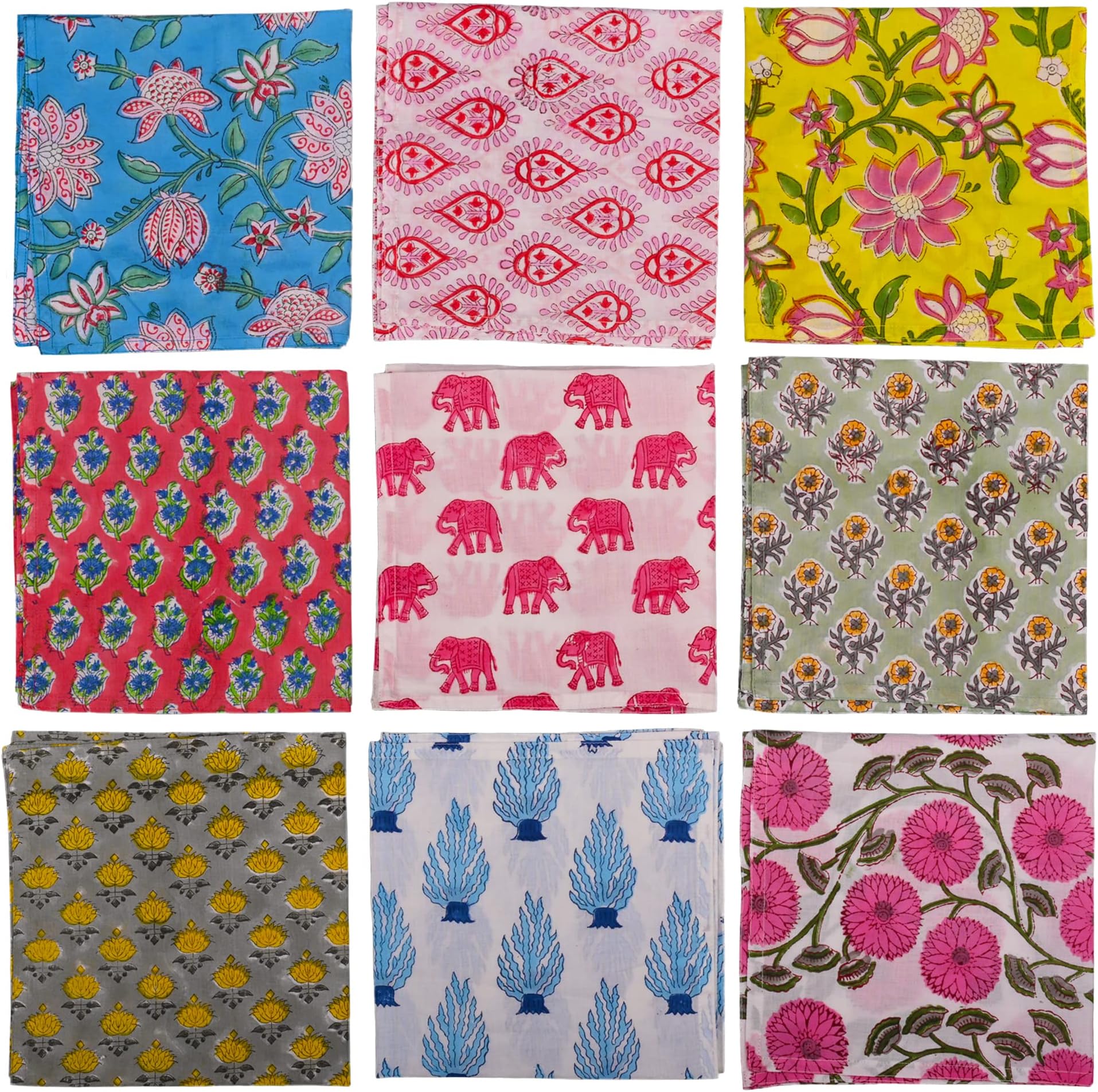 10 Pc Cotton Cloth Napkins Hand Block Print Hand Made Size 16x16 Inch Printed Home Decor Indian Eco Friendly Mix Lot Dinner Napkins