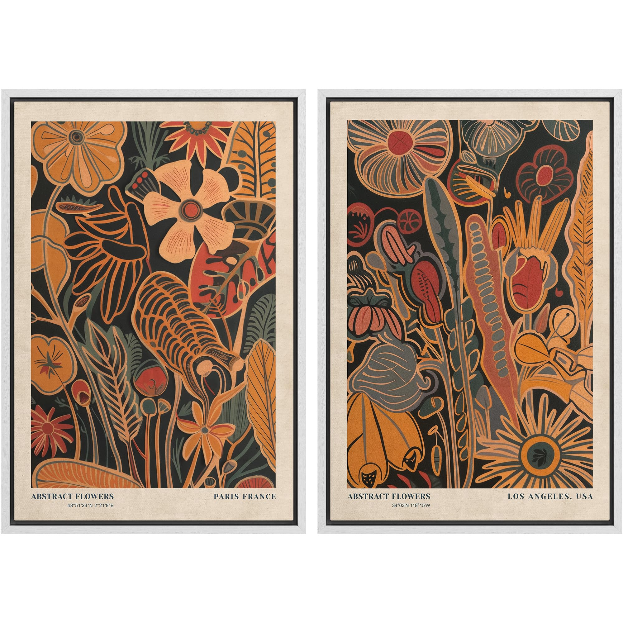SIGNFORD Framed Canvas Print Wall Art Set Soft Hydrangea Pair Light Blue Florals with Green Leaves Illustration Modern Art Decorative Nordic Nature for Living Room, Bedroom, Office - 24"x36"x2 White — view 40