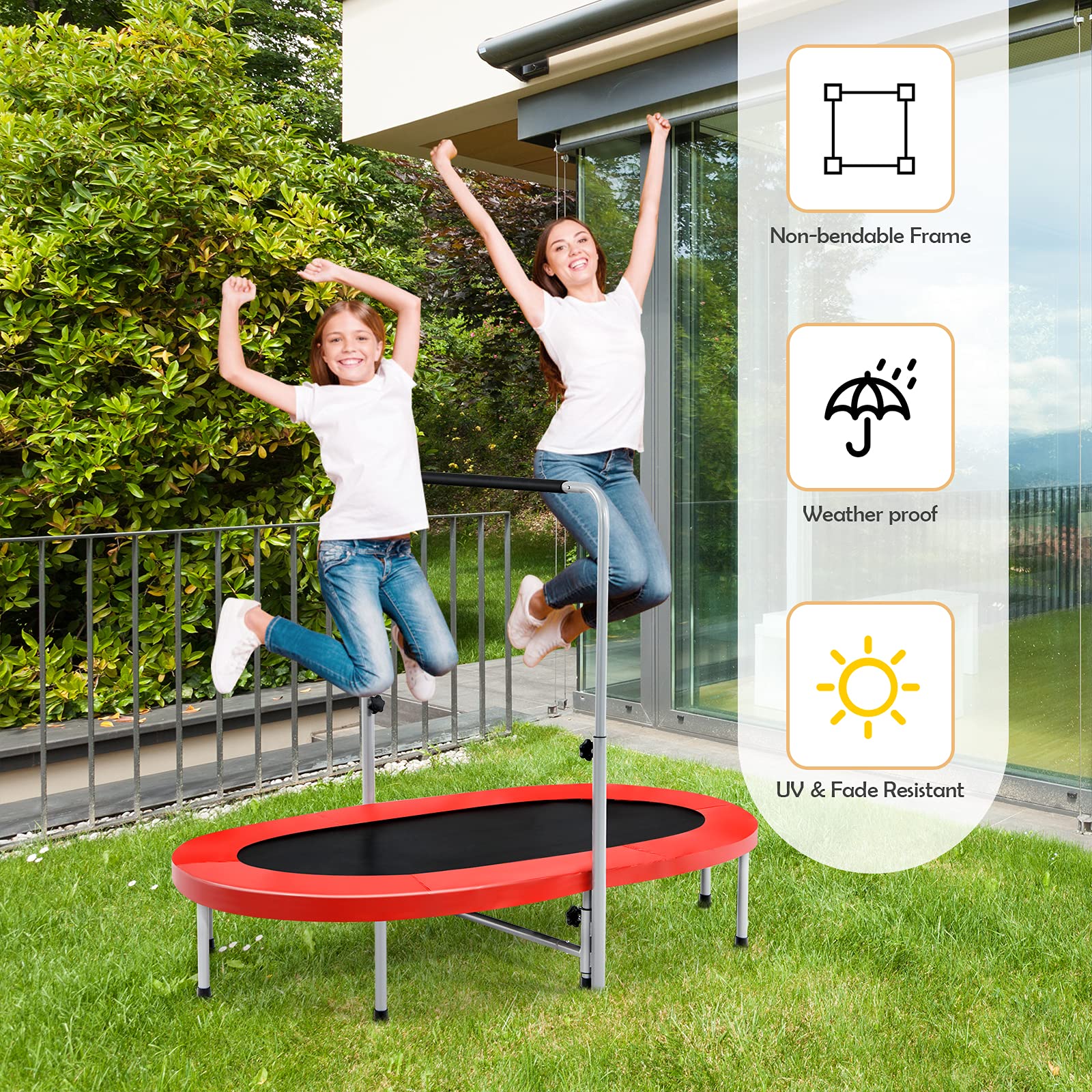LIFEZEAL Trampolín Plegable 97 cm, Mini trampolín de Entrenamiento con muelles, Marco de Acero Resistente, 150 kg de Capacidad, Saltador de Fitness para niños y Adultos (Plateado LIFEZEAL Trampolín Plegable 97 cm, Mini trampolín de Entrenamiento con muelles, Marco de Acero Resistente, 150 kg de Capacidad, Saltador de Fitness para niños y Adultos (Plateado