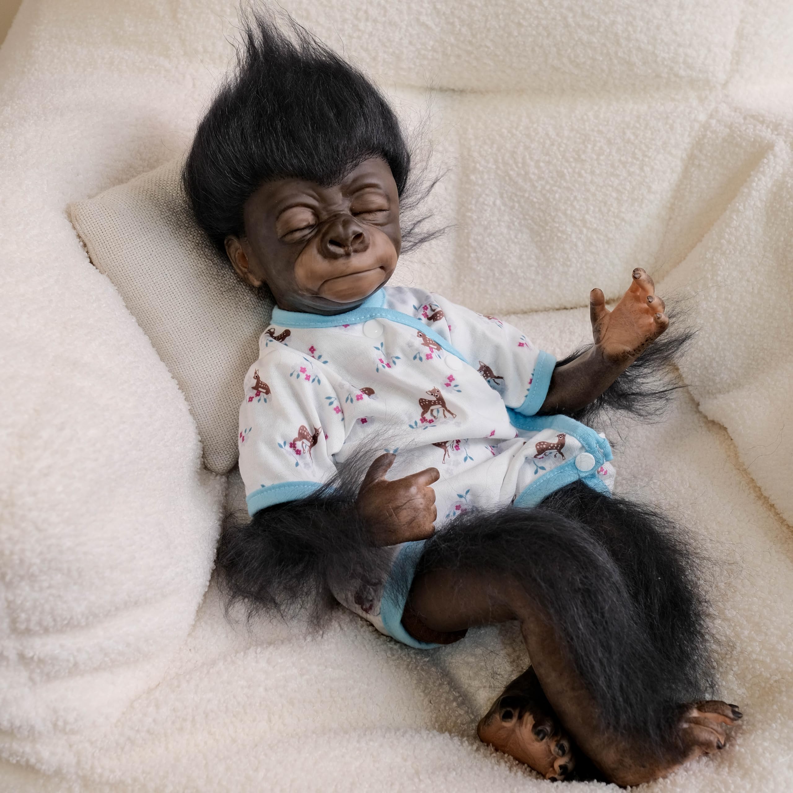 Pinky Reborn Babypuppen, cool, handgefertigt, 45 cm, Reborn-Puppen, Affe, Jungen, Puppen, weicher Stoff, lebensechte Puppe, bestes Geschenk für Kinder, Weihnachten