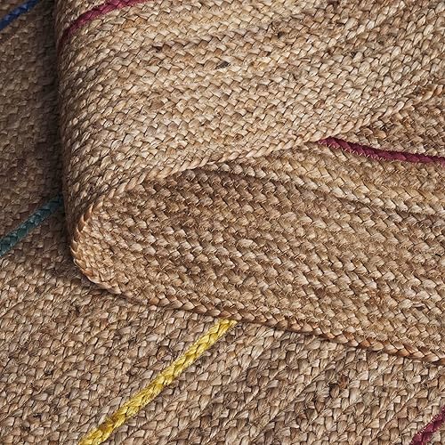 Miniatura 8 de Safavieh Natural Fiber Collection NF810D - Alfombra de área de yute a rayas de 6 x 9 pies color naturaldorado