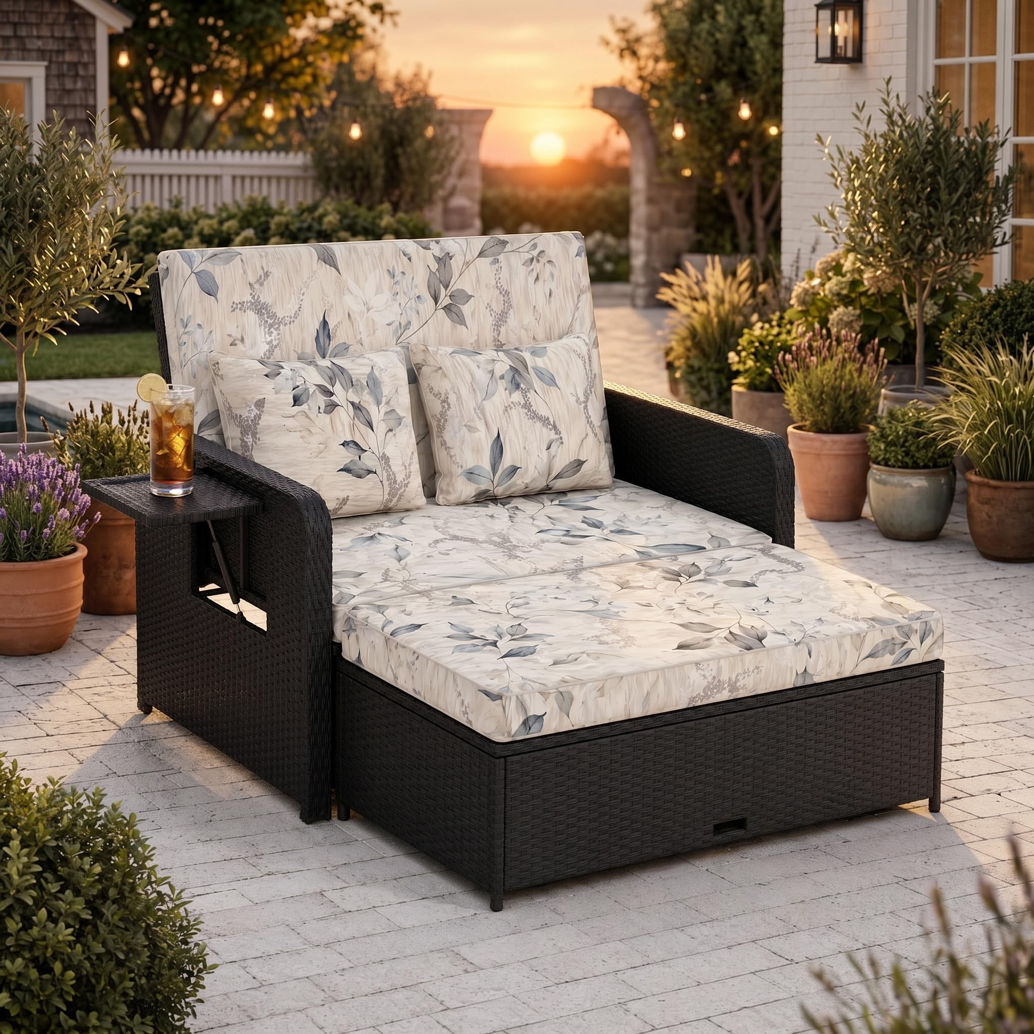 LiveGo Outdoor Wicker Daybed Cushion Cover, Patio Rattan Sofa Cover for Loveseat, Heavy Duty Rattan Daybed Garden Furniture Cover, UV Resistant Lounge Set Protection for Poolside Backyard Porch — image 1
