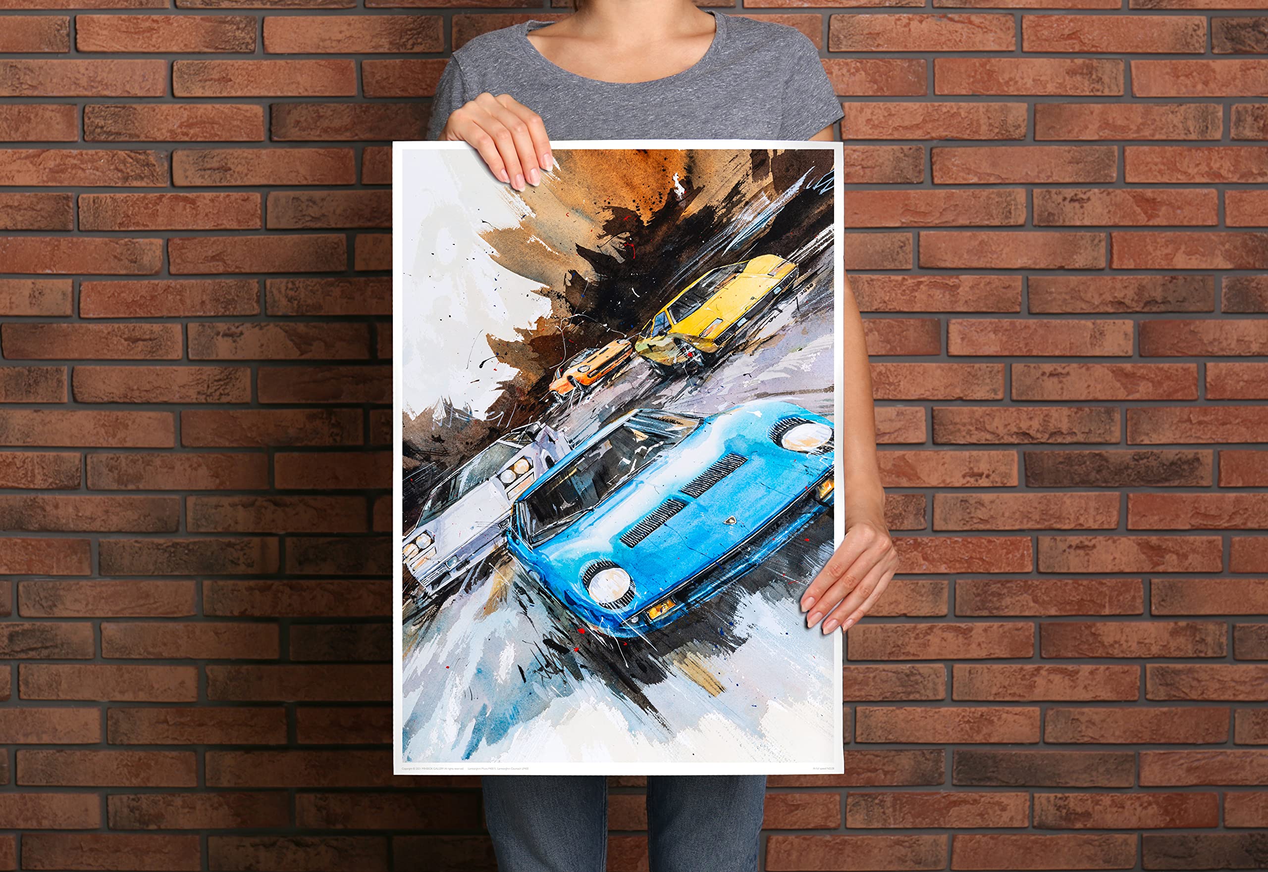 Amazon.co.jp: MINSEOK 水彩画 車 ポスター 屋内 装飾 [韓国製] A2