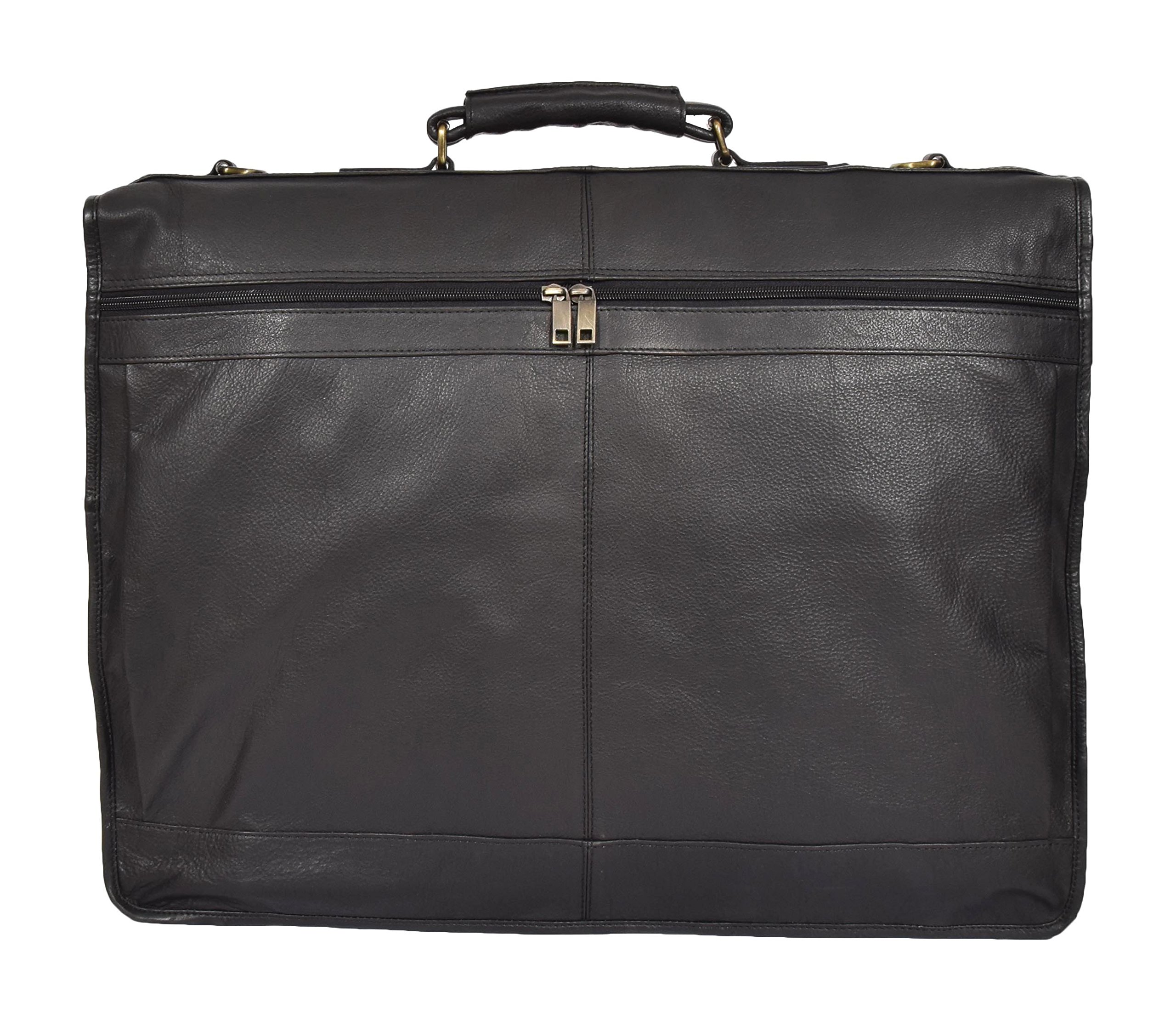 Portatrajes de Viaje de Cuero Real Fin de Semana Vestir Prenda Bolsa de Ropa Canico Negro