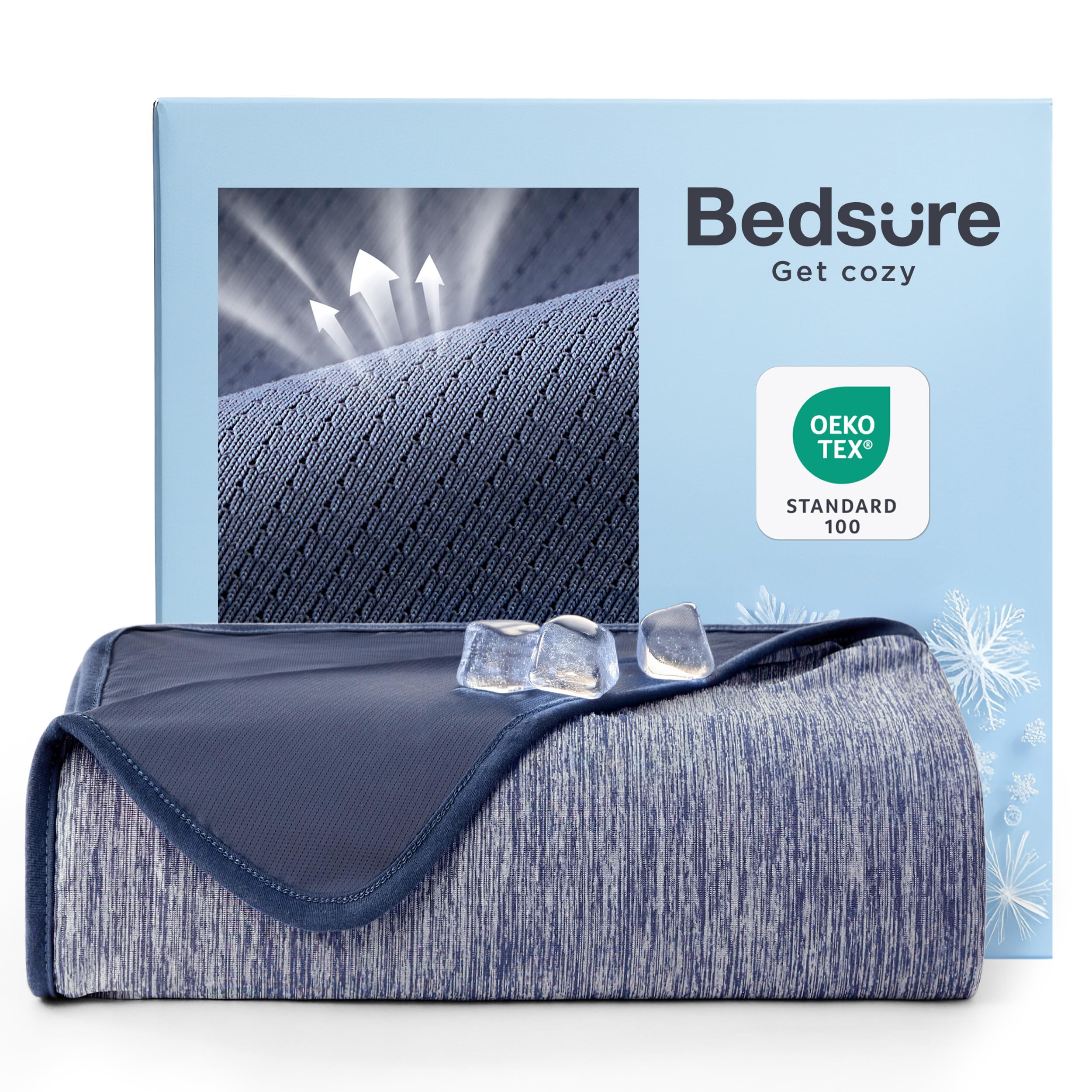 Bedsure Summer Cooling Blanket Twin XL Size for Hot Sleepers with Sports Mesh Design, Arc-Chill Q-Max 0.4 Lightweight Breathable Ice Cold Blanket for Night Sweats, 60 x 90 Inches, Mesh Navy