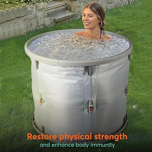 Miniatura 7 de Bañera de hielo para atletas, 6 capas para inmersión en frío con marco y cubierta de aluminio plegable, bañera de inmersión fría portátil para