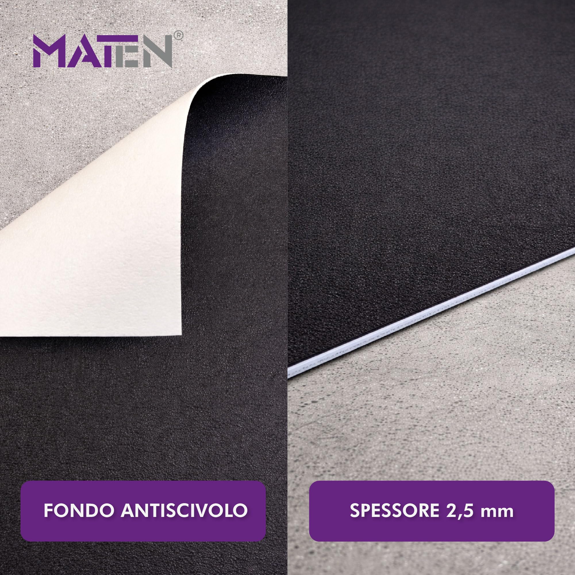 MATEN Tappeto Moto Garage Personalizzabile in PVC stampato, Fondo Antiscivolo, 2.5 mm, Ideale per Officina e Area Manutenzione, Made in Italy