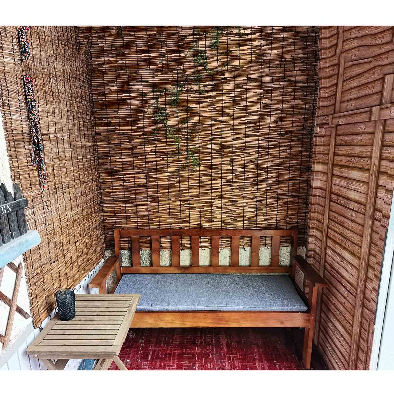 Rolety trzcinowe retro, karbonizowane rolety bambusowe, rolety na patio, oddychające zasłony, 70% odporne na promieniowanie UV, do biur, kuchni, dziedzińców, rolety rzymskie, szer. 145 x wys. 235 cm