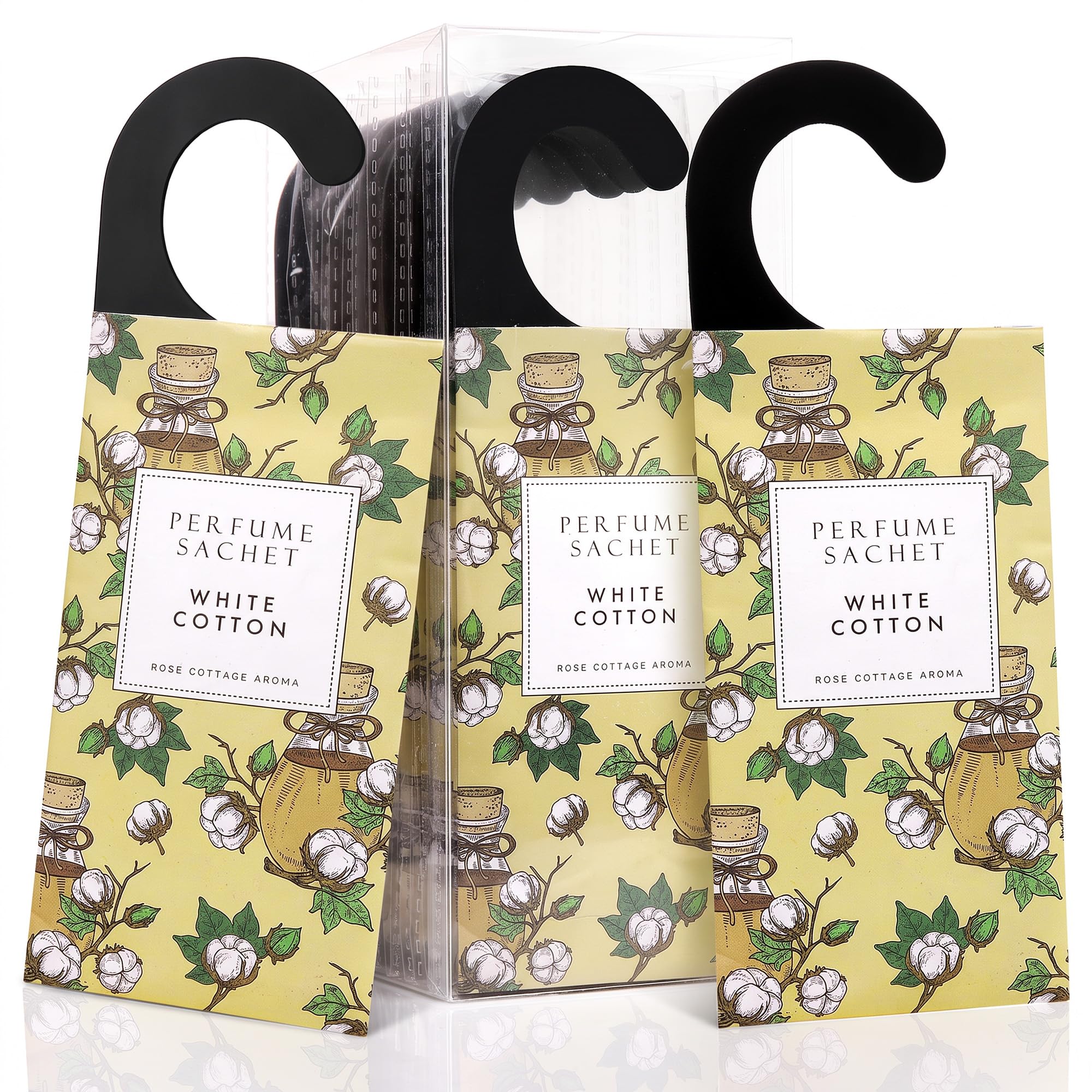 ROSE COTTAGE Large White Cotton Hanging Scented Sachets 12 Pack