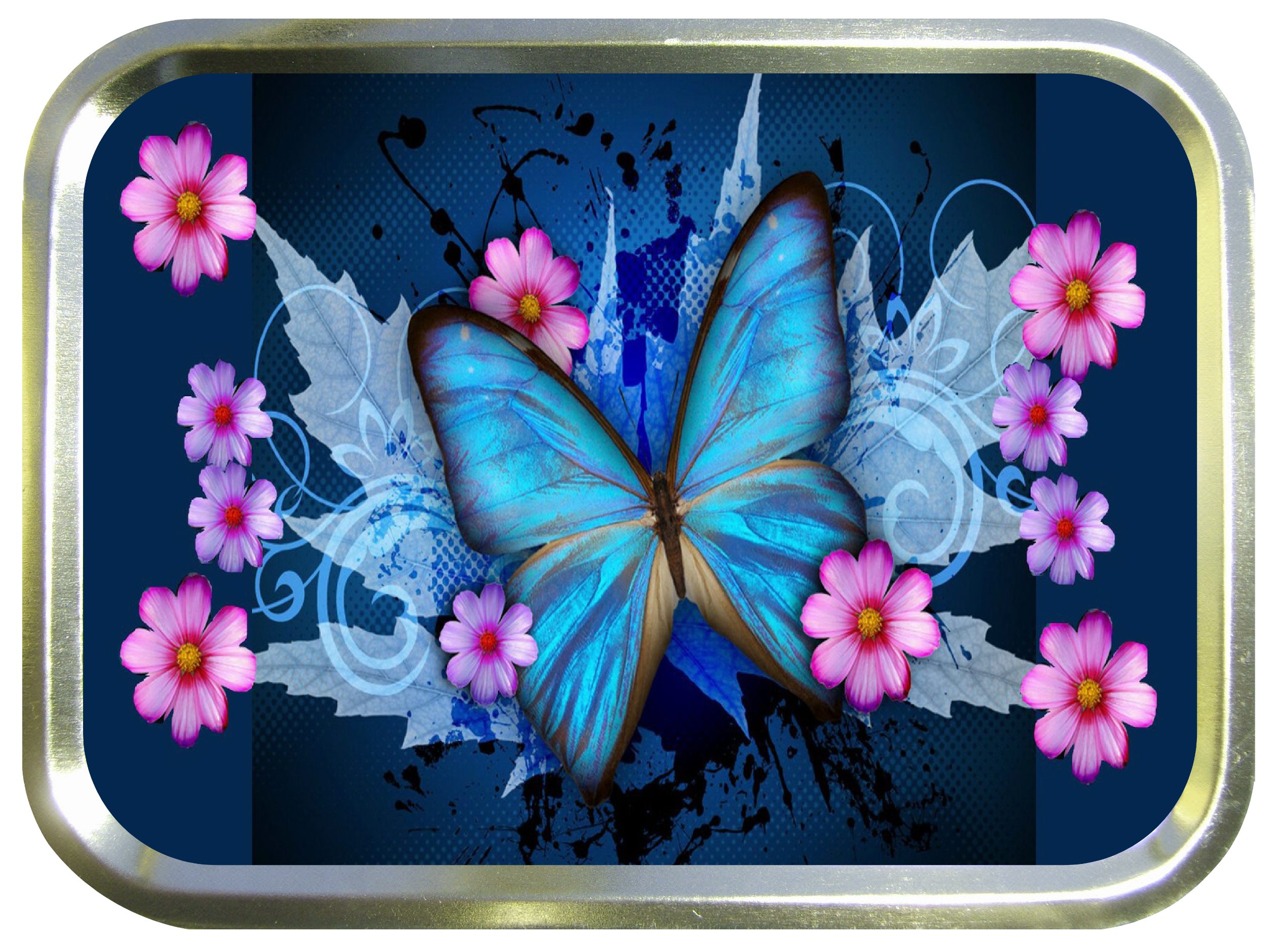 Bamboozled Accessories Gold Blue Butterfly 2Oz Tobacco Tin,Baccy Tin,Pill Tin,Fishing Tin,Sewing Tin
