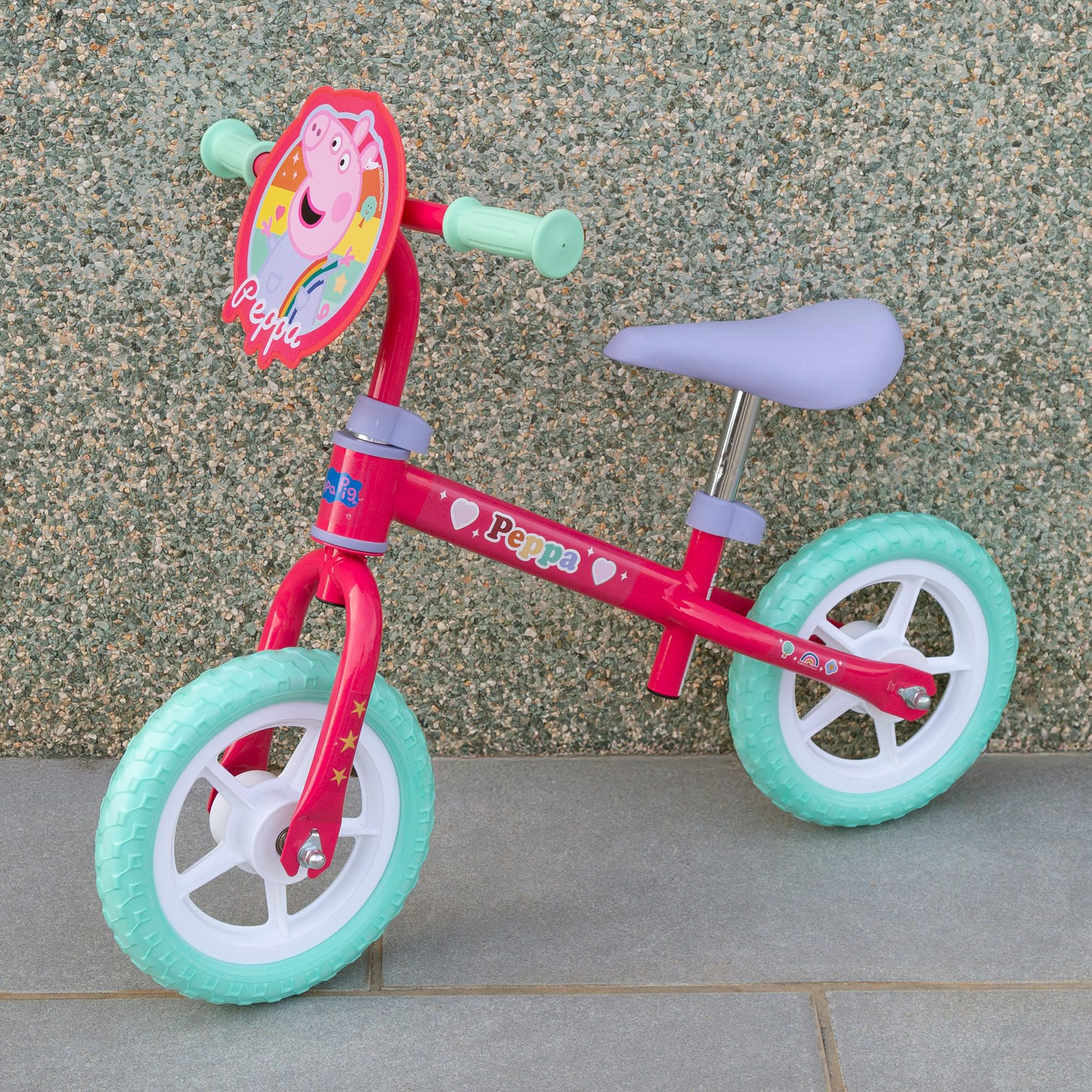 Peppa Pig Bicicleta sin Pedales, 70x41x50 cm, Máx. 20 kg, Bici de Equilibrio, 2 Ruedas Goma antipinchazos, Manillar y sillín Regulables, Altura Ajustable, Licencia Oficial, +2 años (77756)