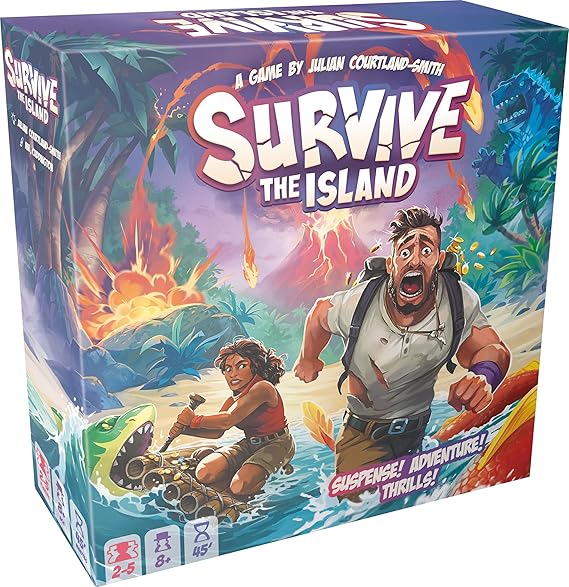 Asmodee Survive The Island Board Game (2024 Edition) - Thrilling Escape Adventure with New Monsters, Fun Strategy Game for Kids & Adults, Ages 8+, 2-5 Players, 45 Minute Playtime