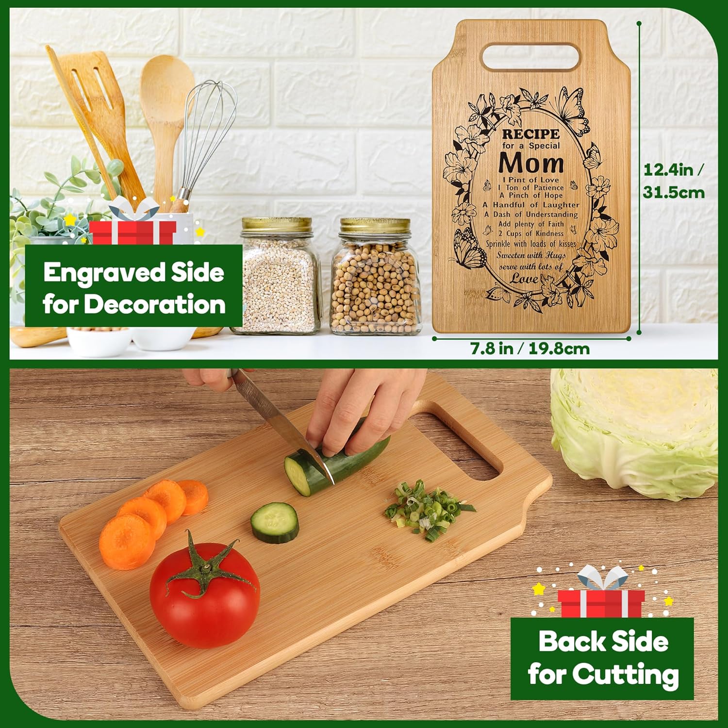Mothers Day Gifts for Mom From Daughter Son,Mom Birthday Gifts for New Mother,Best Mom Ever Gifts,Unique Mom To Be Step Mom Bonus Mom Birthday Christmas Presents Ideas,Cool Mom Kitchen Cutting Board - Image 2