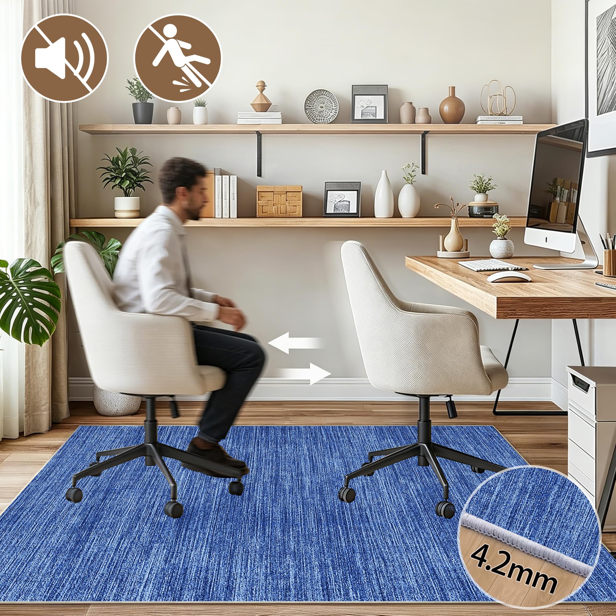 Tapis Chaise de Bureau, Tapis de Chaise Gaming 200 x 280 cm Bleu