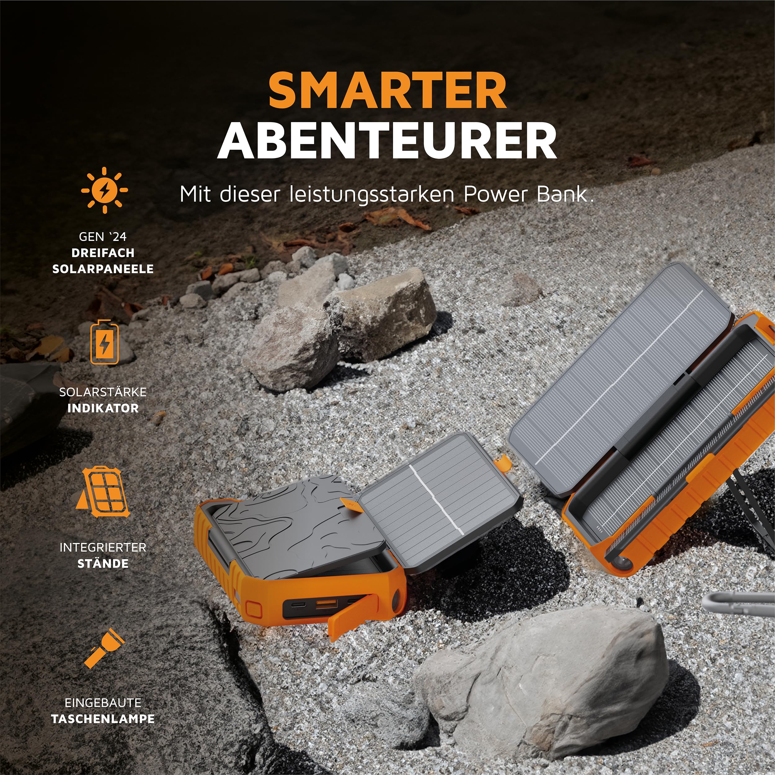 Xtorm Rugged Solar Powerbank 10.000 Black, Orange Neu