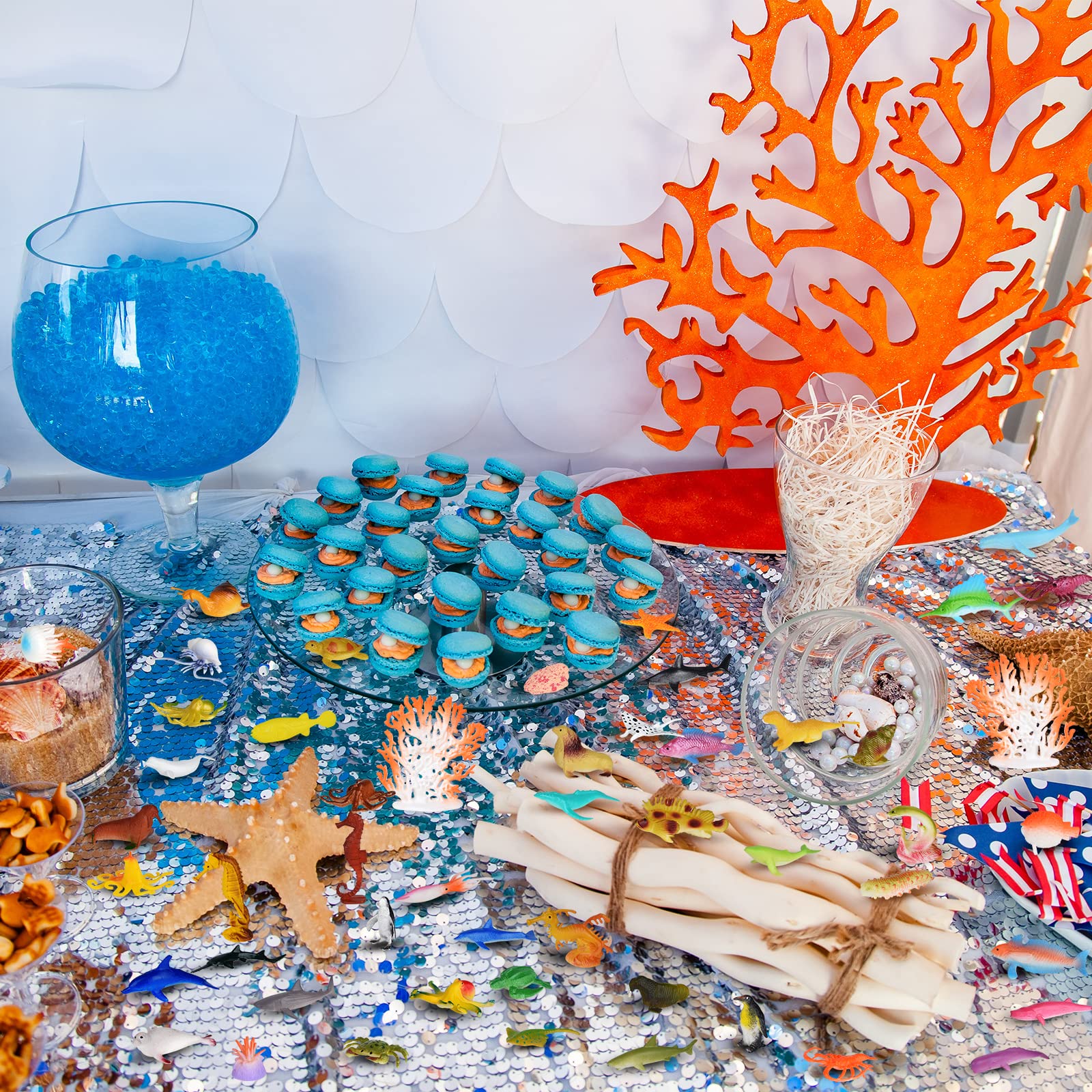 60 Figurines Animaux Marins Miniatures – Créatures Océan, Poissons Tropicaux, Coraux – Décor Gâteau, Bac Sensoriel