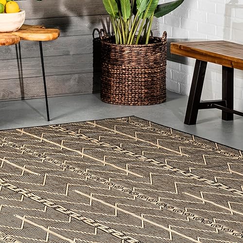 Miniatura 8 de nuLOOM Ivonne Chevron - Alfombra tribal para interiores y exteriores, 5 x 8 pies, color carbón