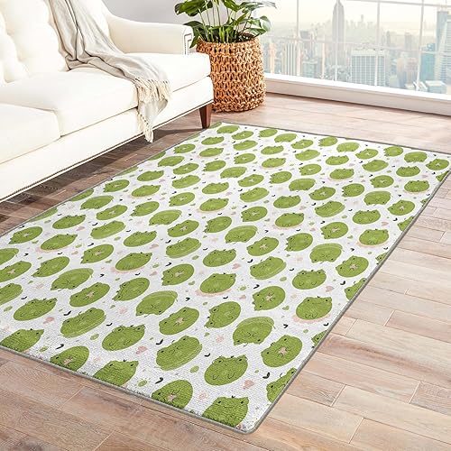 Alfombra de rana para niños, alfombra de 2 x 3, bonita alfombra de área de dibujos animados para niños y niñas, decoración de dormitorio y