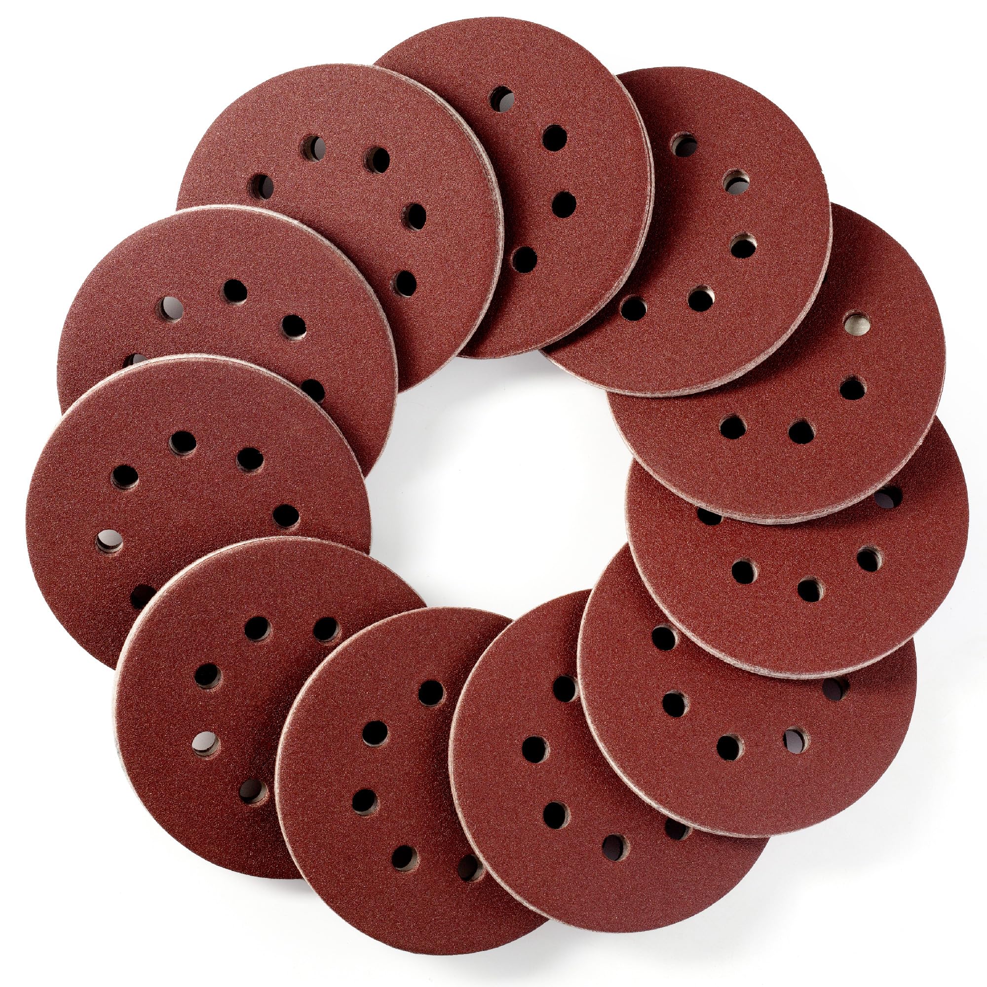 Selead 110 Stück Schleifpapier 125mm Klett Profi 8-Loch Schleifscheiben Körnungen P120 Schleifpapier Rund für Exzenterschleifer