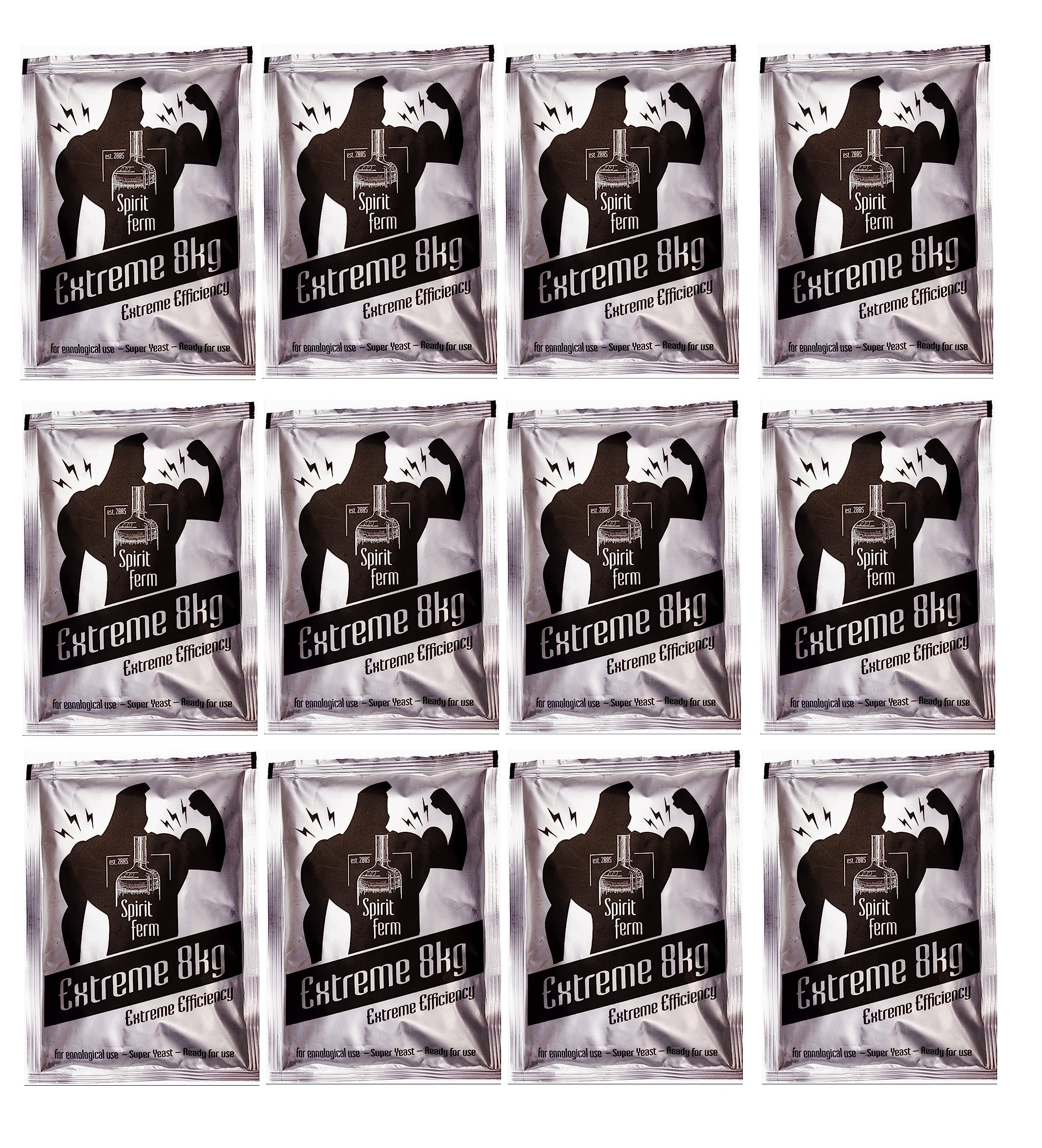 12 x Levadura Turbo Rápida Extreme – Para 8 kg de Azúcar, Fermentación en 48 Horas