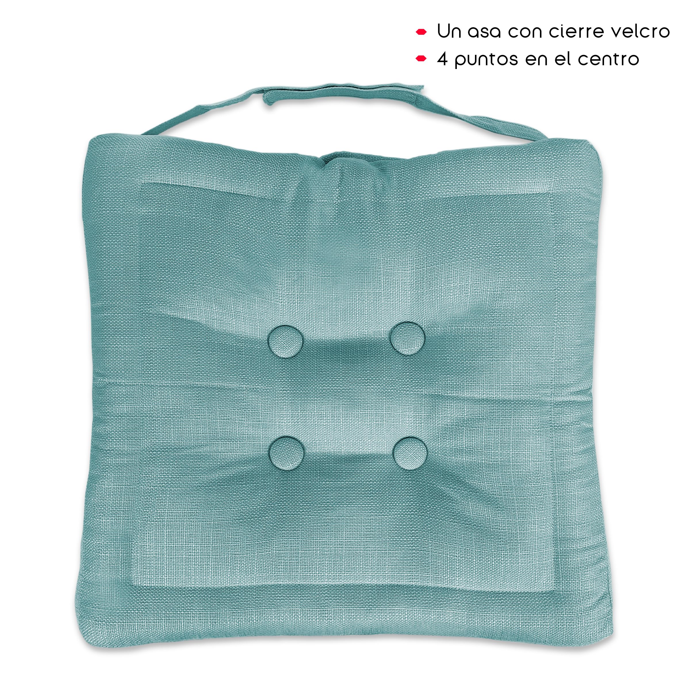 TIENDA EURASIA – Cojín de Suelo Cuadrado | Acolchado | Poliéster | Cojines de Suelo | Medidas 60x60x10 cm | Cojines Exterior Jardín | con Asa de Transporte y Cremallera (Turquesa)