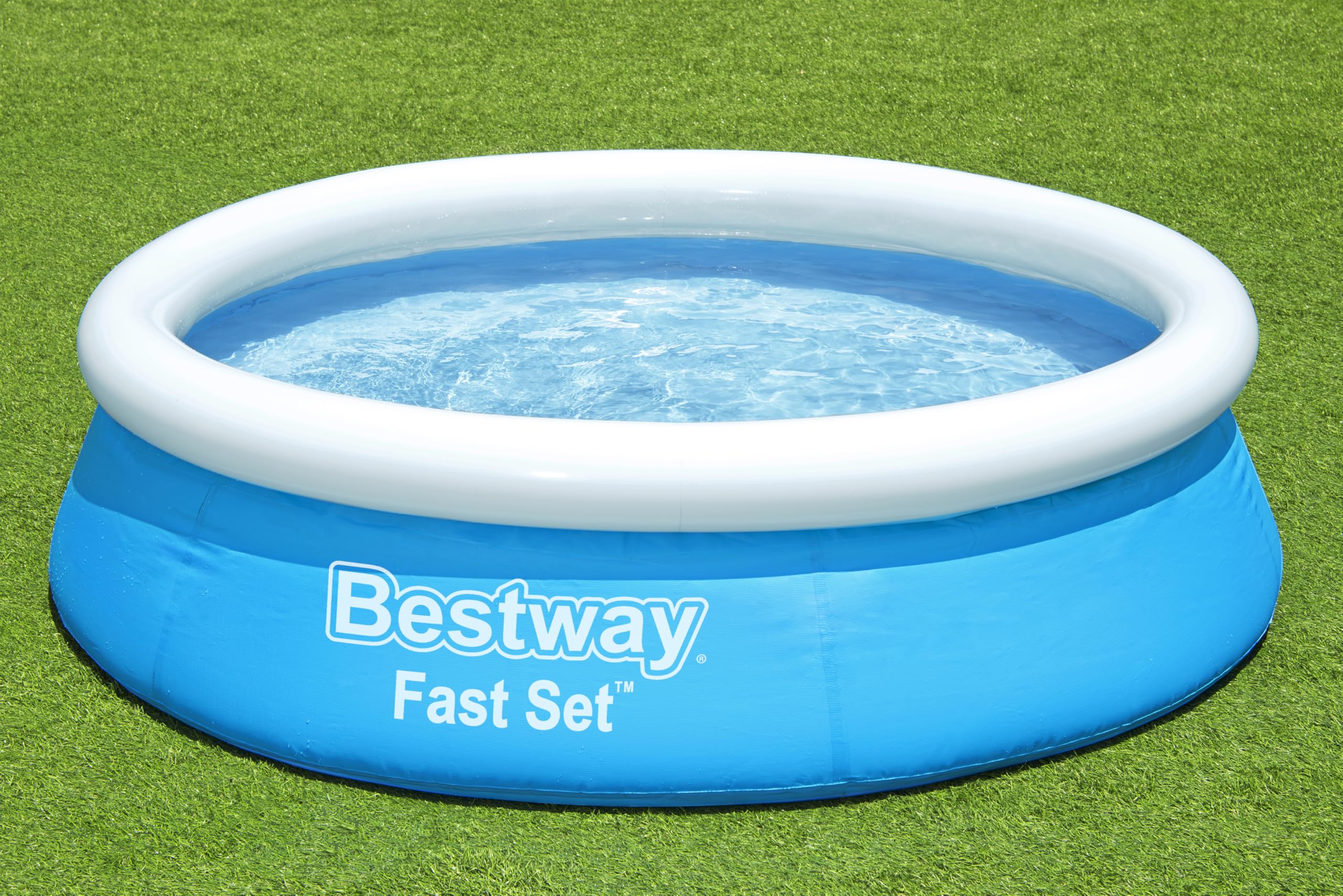 Bestway Fast Set Aufstellpool ohne Pumpe, Ø 183 x 51 cm, Blau, Rund, 940 Liter, TriTech-Material, Selbstaufbauend, Sicherheitsventil, Inkl. Reparaturflicken