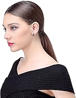 Vista 7 de Jstyle 3 pares de aretes de aro de acero inoxidable para hombre y mujer con circonita cúbica sin perforación