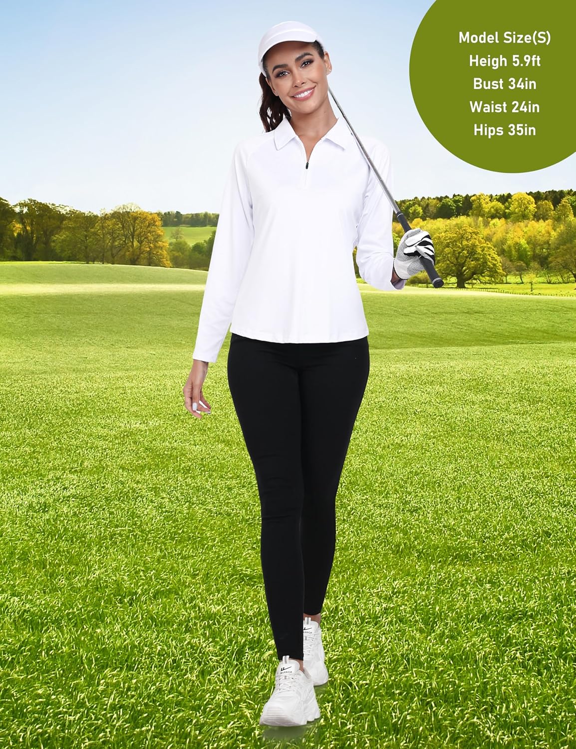 MoFiz Women's Golf Polo Shirt Long Sleeve Collared 1/4 Zip Stretch Soft Athletic Tops for Tennis Hiking & Outdoor Sports - Image 7