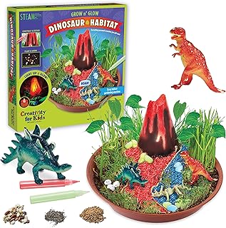 Creativity for Kids Grow Nâ€™ Glow Dinosaur Habitat â€“ Create Your Own Dino Garden Kit - Arts and Crafts for Boys and Girls